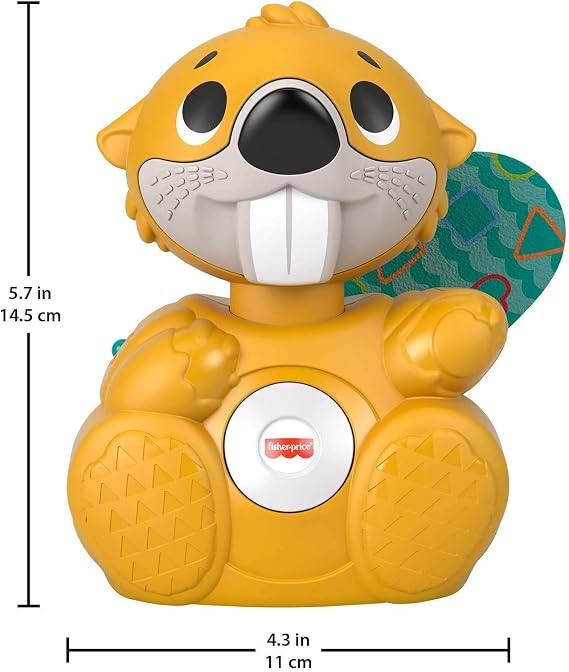 Fisher-Price Linkimals Boppin’ Beaver - UK English Edition, Light-up Musical Activity Toy for Baby, GXD79