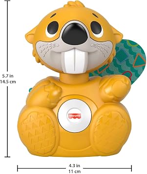 Fisher-Price Linkimals Boppin’ Beaver - UK English Edition, Light-up Musical Activity Toy for Baby, GXD79