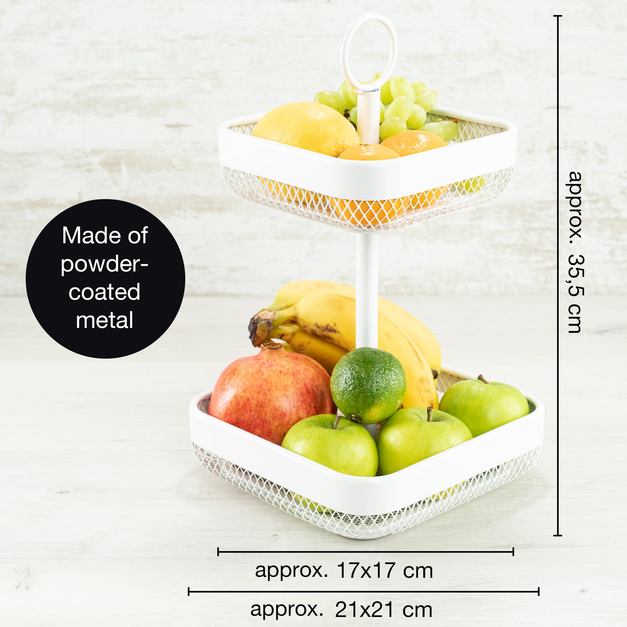 Witte metalen fruit-etagère - moderne fruitschaal - fruitmand etagère