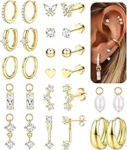 Chriscoco Boucles d'Oreilles Femme Acier Inoxydable Boucles d'Oreilles Femme Or/Argent Hypoallergénique Piercing Oreille Cartilage Creoles Piercing Helix Tragus Conch