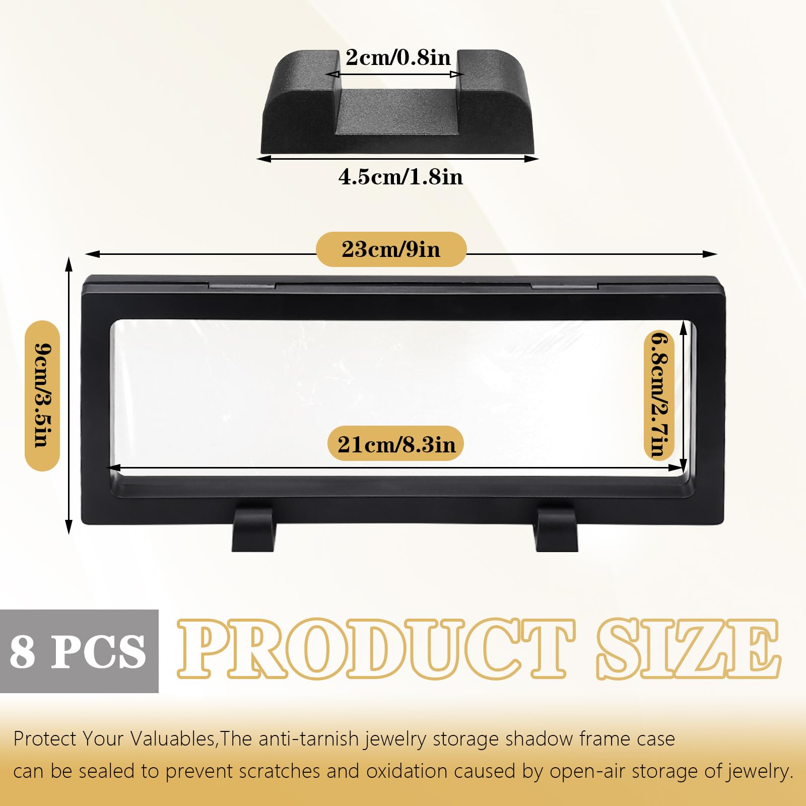 Jinzhenhong 8Pcs 3D Floating Display Case, Clear Coin Display Case with Stand, Black Rectangle 3D Floating Framed - Image 2