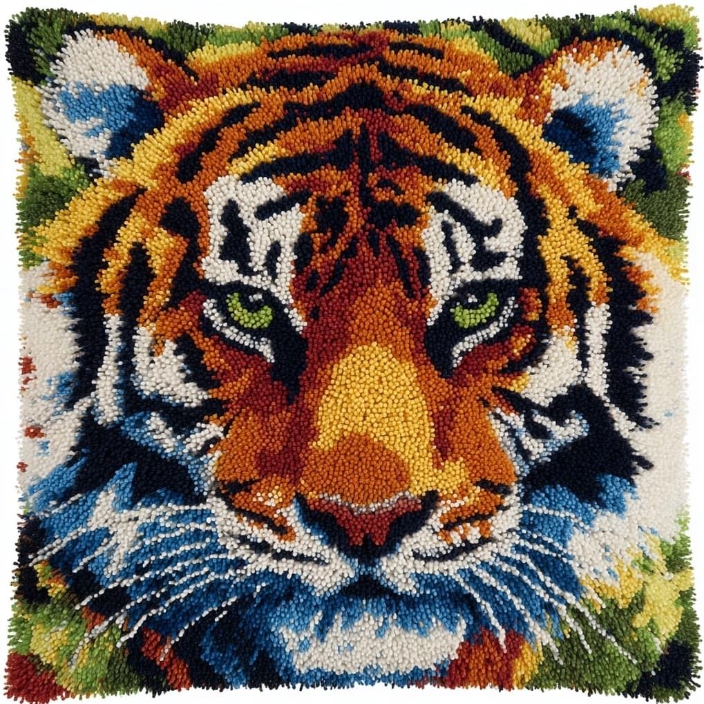 AxiangziK Latch Hook Cushion Kits for Adults,Animal Tiger