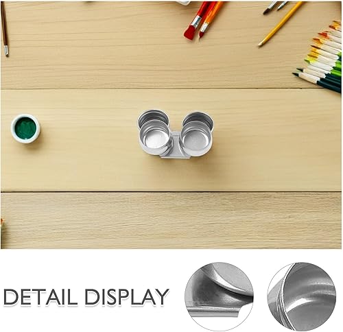 Miniatura 3 de EXCEART Olla de lápiz de acero inoxidable Taza de aceite de acero inoxidable Doble taza de trementina Pintura al óleo Paletas profesionales Copa de