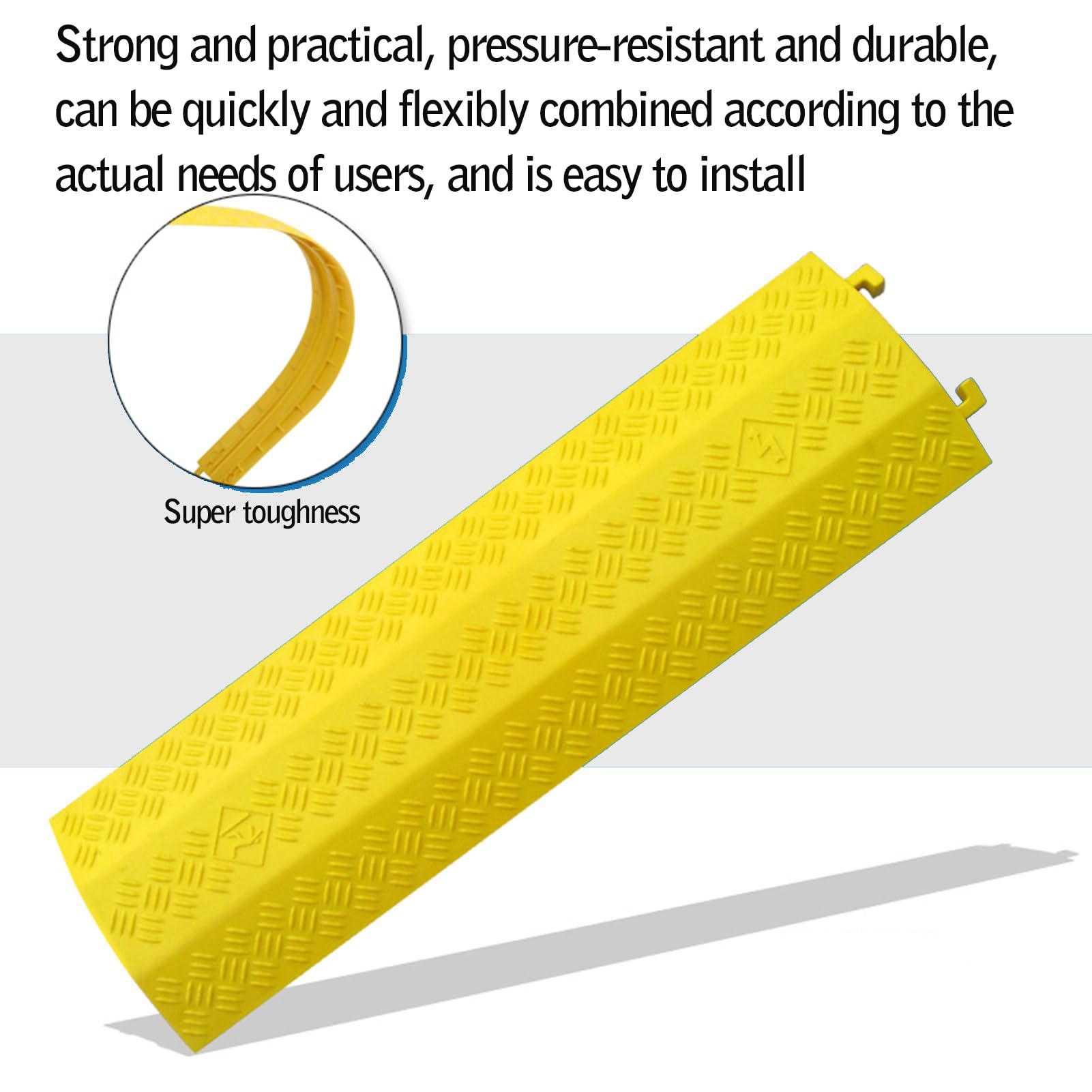 Reductor de velocidad de PVC, protector de cable de 1 canal, apto for uso en interiores en almacenes, hoteles y centros comerciales.