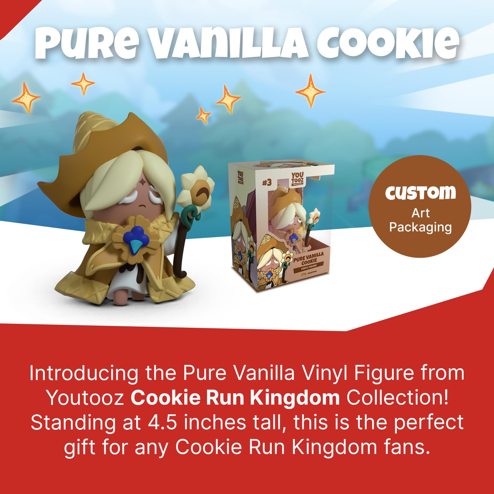Youtooz Pure Vanilla Cookie Vinyl Figure, 4.5″ Adorable Official Pure Vanilla Cookie Figurine From Mobile Game Cookie Run: Kingdom – Youtooz Cookie Run Kingdom Collection