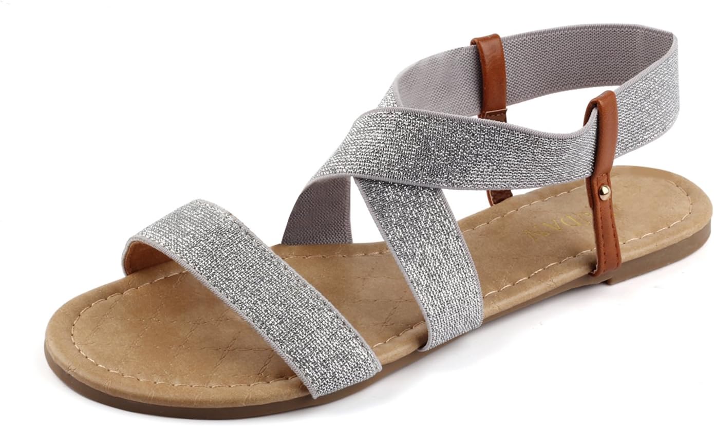 Elastic Slingback Flit Flops Sandal (6 B (M) US, Silver)