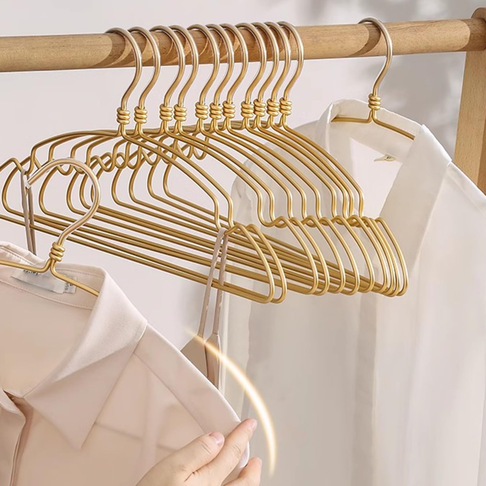 Grucce in Lega di Alluminio Color Oro da 15,7", Grucce in Metallo, Organizer per Armadio Salvaspazio(10pack)