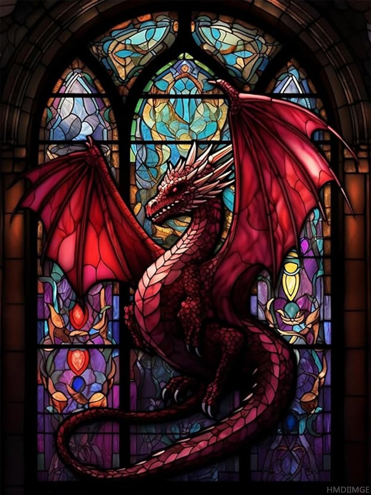 Amazon.co.jp: ステンドグラス レッドドラゴンダイヤモンドペイン