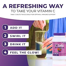 C-Salts Vitamin C Powder Supplement - 100% Pure High Dose Buffered Vitamin C Powder for Immune Support - Organic, Sugar-Free, Vegan, Non-GMO, Stomach-Friendly, Mixed Berry 8oz