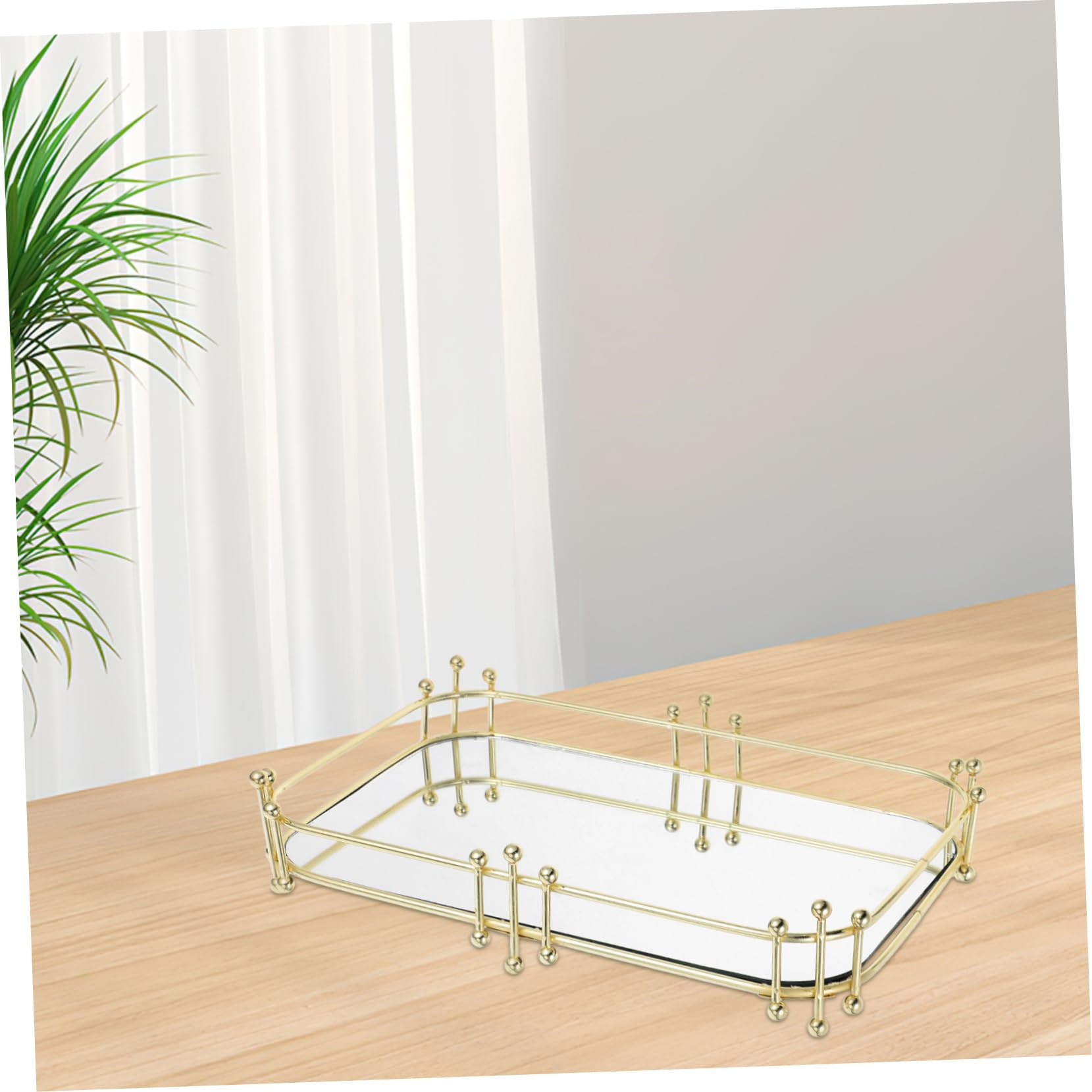 ABOOFAN Bandeja Decorativa para Tocador y Baño, Organizador de Maquillaje y Perfumes, Hierro Dorado, Gran Capacidad, Fácil de Limpiar