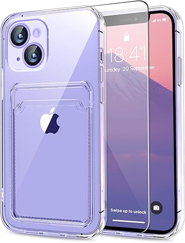 Miniatura 1 de MZELQ Compatible con iPhone 13 (6,1 pulgadas), soporte para tarjeta de protección de cámara para iPhone 13 + protector de pantalla, ranura para