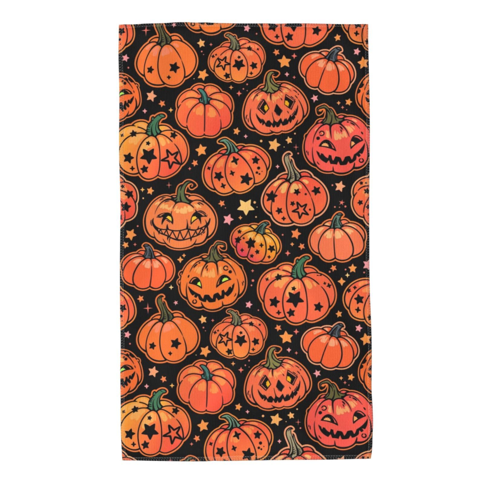FJQWKLF Smiling Halloween Pumpkins Super Soft Hand Towels 27.5x15.7inch Multi-Purpose Skin-Friendly Absorbent Thin Bathroom Towels
