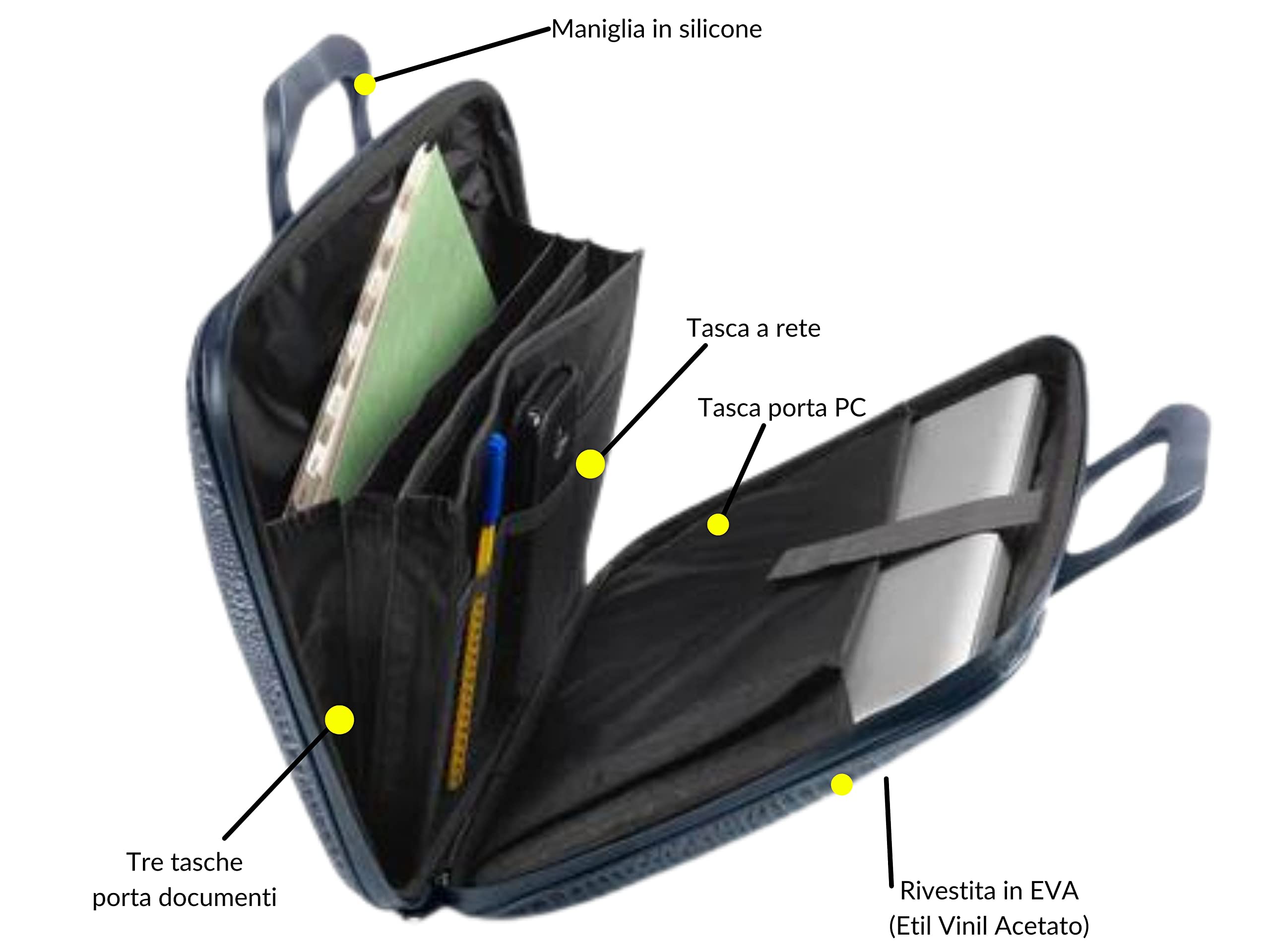 Bombata Shiny Cocco - Borsa Porta Computer con Tracolla, Elegante e Funzionale, Unisex, 100% Vegan, per Professionisti e Studenti, Blu - 13/14 Pollici