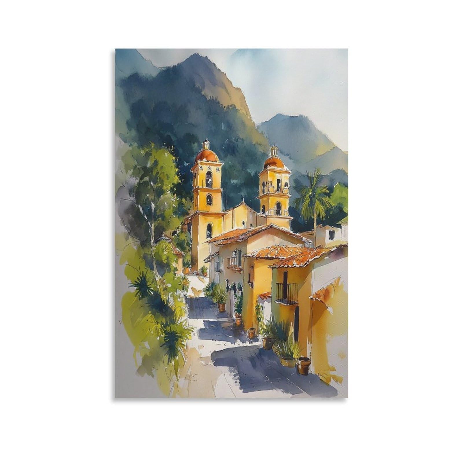 XWYMXZ Oaxaca Watercolor Mexico 24x36inch(60x90cm) Vintage Travel Poster Watercolor Canvas Art