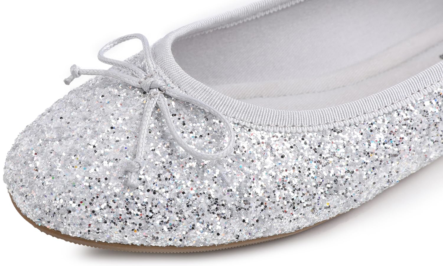Feversole Round Glitter Ballerina,Damen Klassische Ballerinas Profilsohle