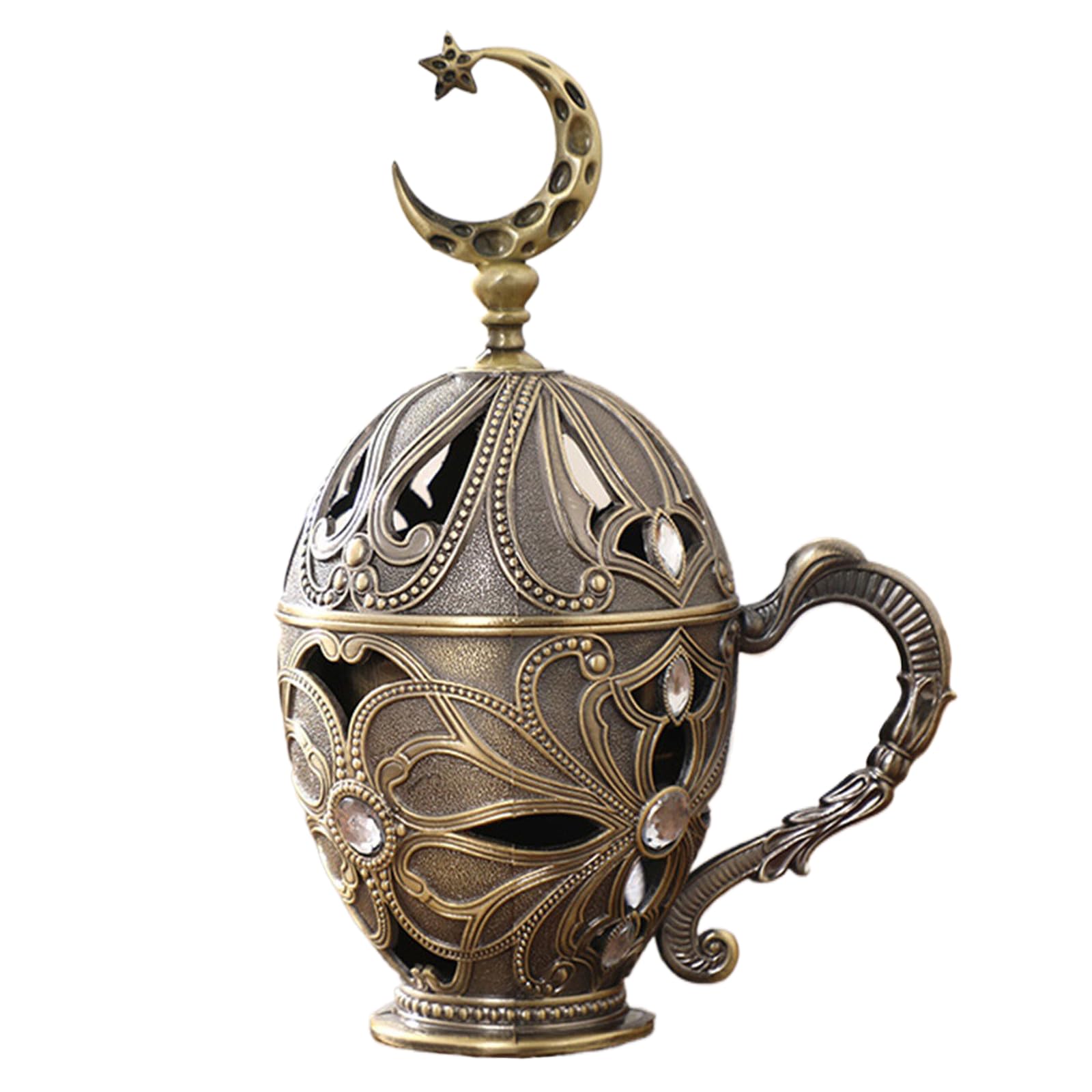 Xjdzineq Artistic Moons Star Themed Fragrances Burners with Handle Eid Ramadans Frankincense Resin Incenses Diffuser Home Decors Moons Star Censers
