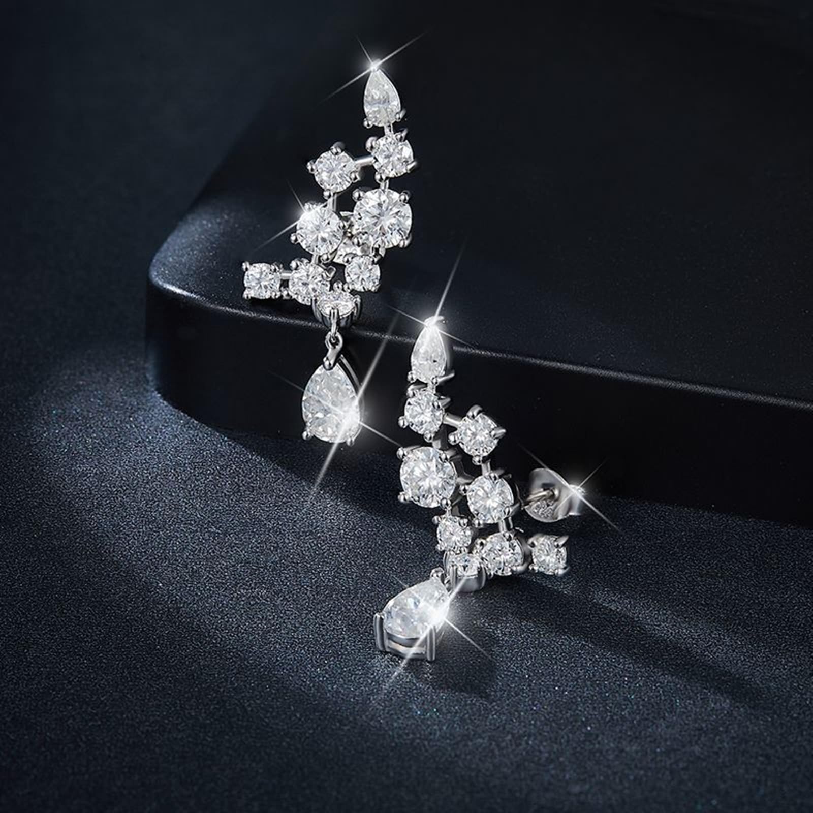 KnSam Ohrhänger Sterlingsilber, Ohrstecker 925 Silber Elegant mit Moissanit 6.1ct 5x8mm Damen Ohrringe Hänger Moissanit