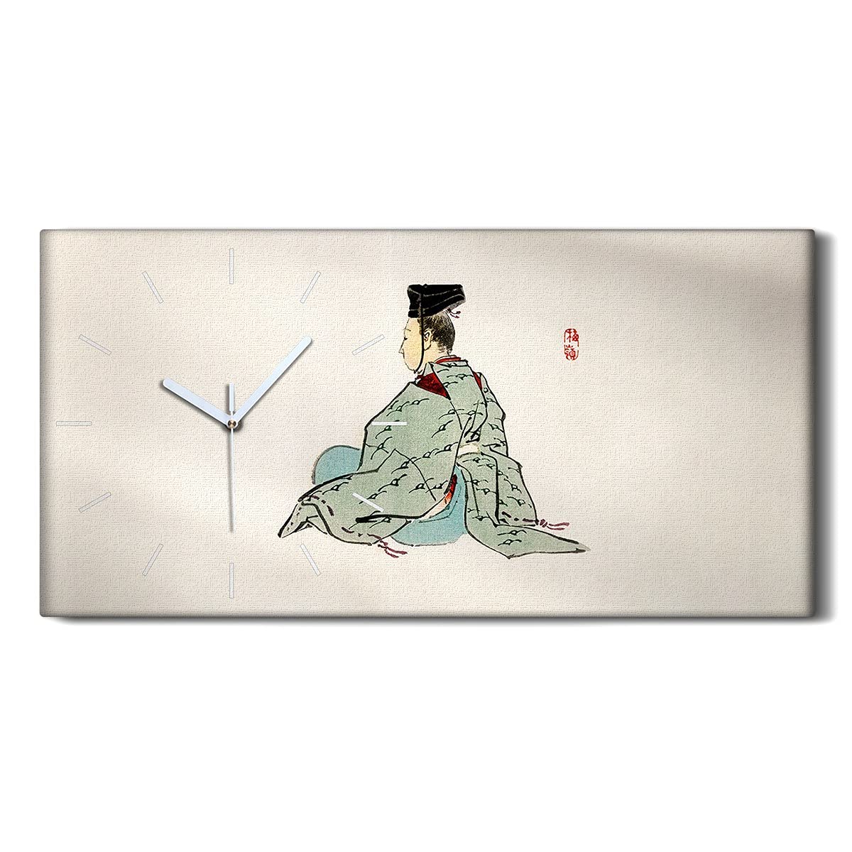 Horloge sur Toile de Kimono Traditionnel Asiatique 60x30cm