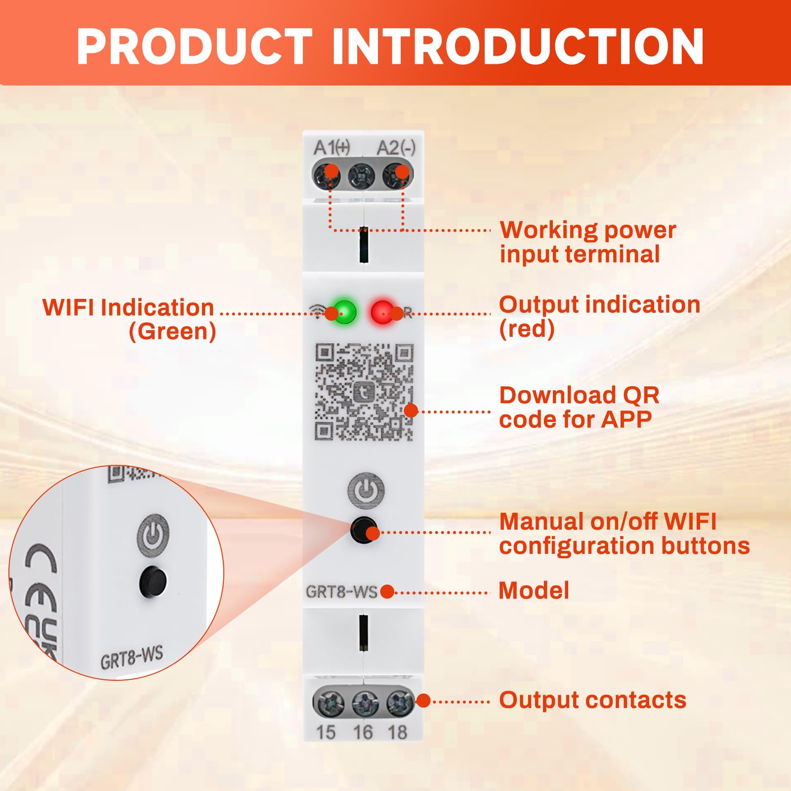 Relè WiFi Interruttore Temporizzato 220V, Tuya Smart Interruttore Orario WiFi su Guida DIN Intelligente Relè Temporizzato Controllo Remoto Tramite APP Tuya (AC/DC 110-240V 16A, GRT8-WS)