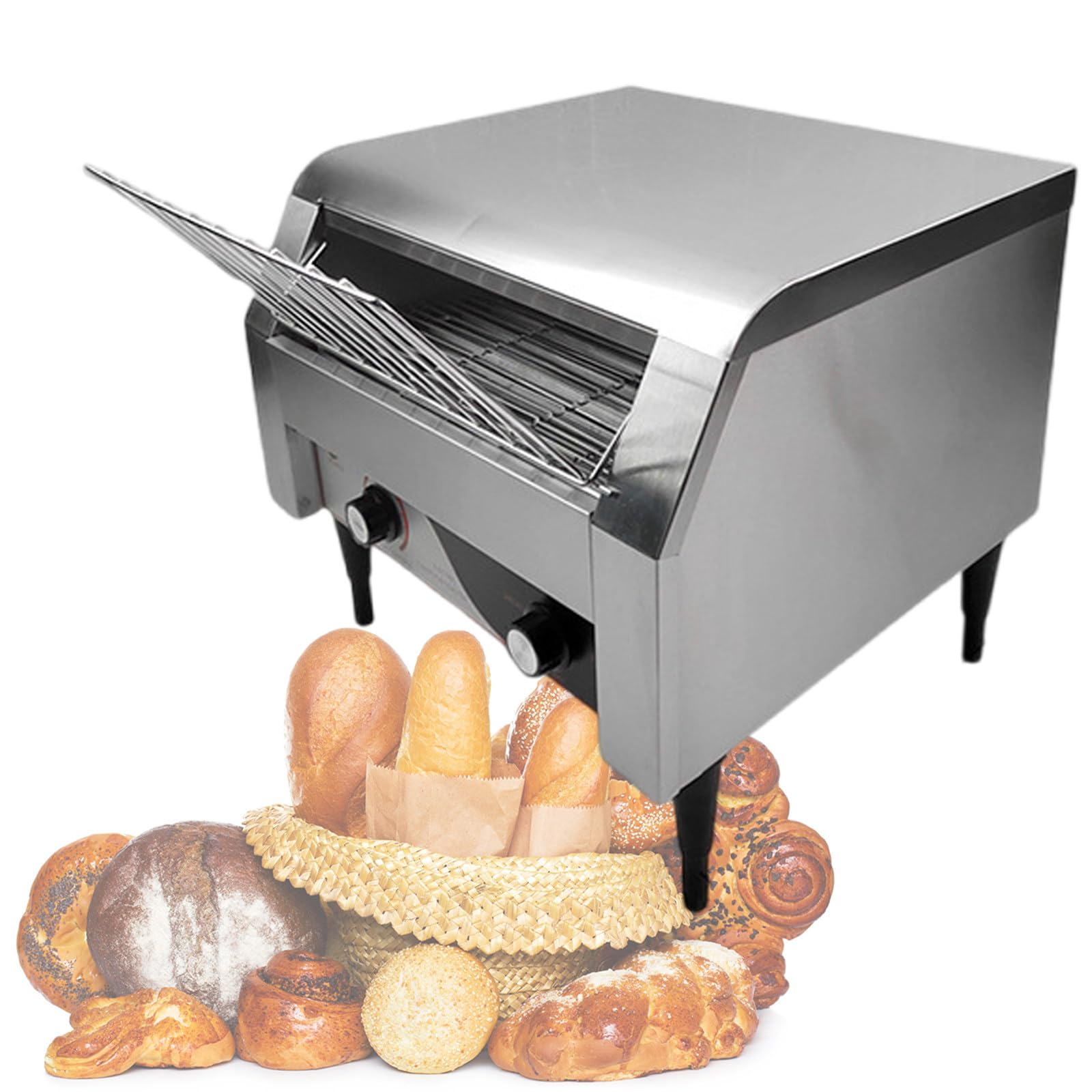 Grille-Pain à Convoyeur, Avec 7 Vitesses RéGlables, Grille-Pain Avec Doubles Tubes Chauffants, éQuipement De Restaurant éLectrique De Comptoir Pour Toasts,450