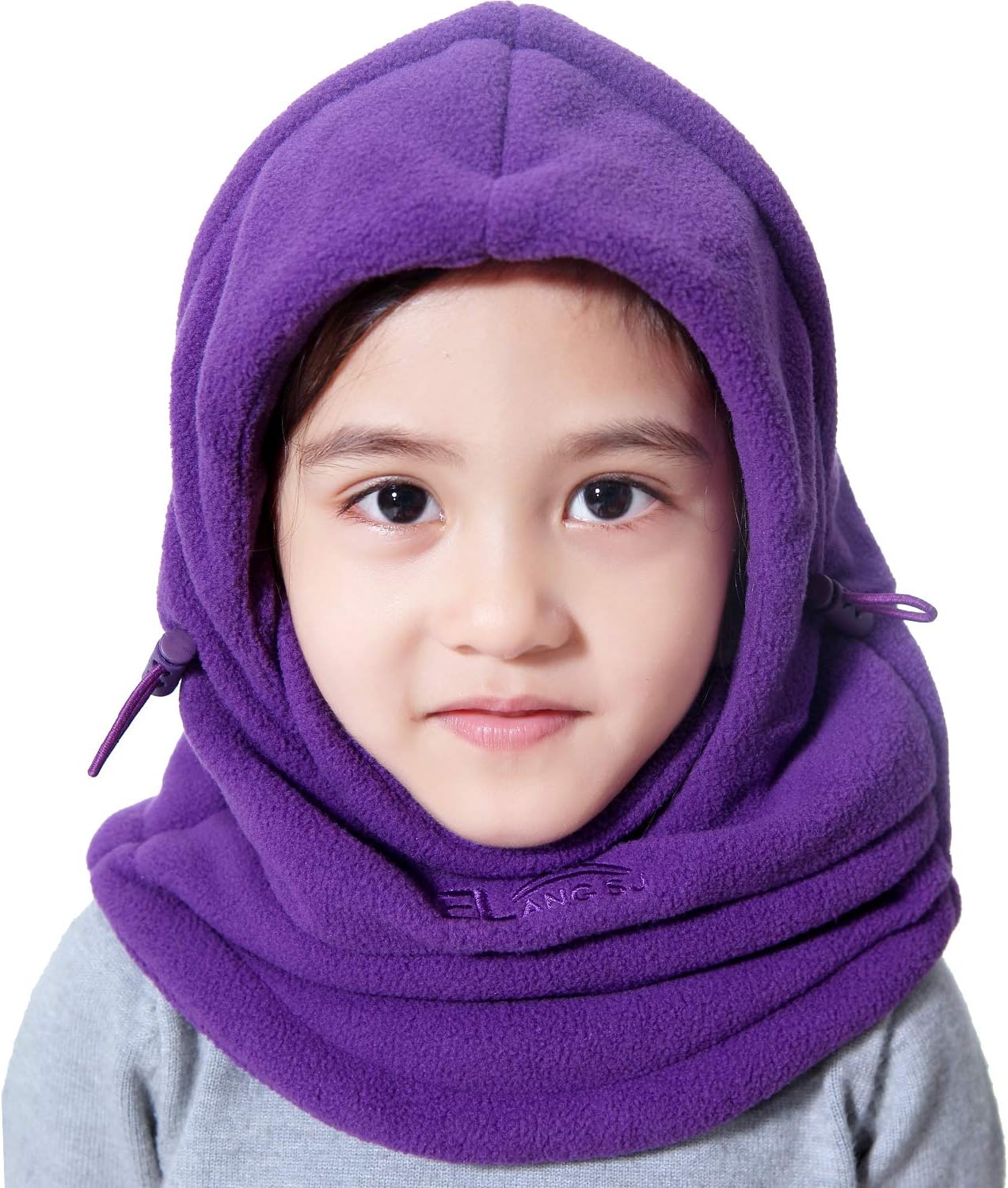 Miracu Children's Balaclava Winter Hat, Windproof Warm Fleece Kids Cap Face Mask Purple