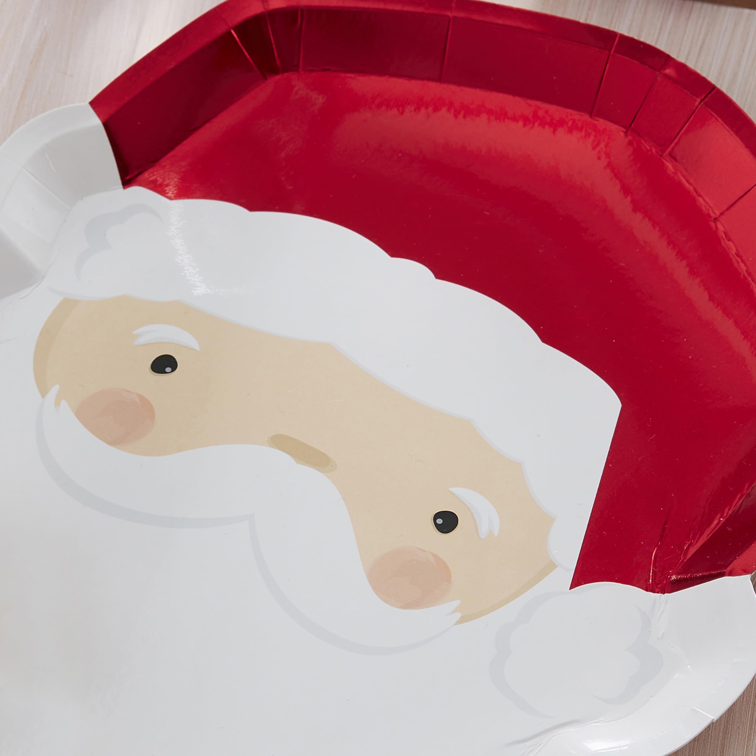 Ginger Ray Weihnachtsmann-Pappteller – 8 Stück, Rot, Folienveredelt, Für Partys & Feiern