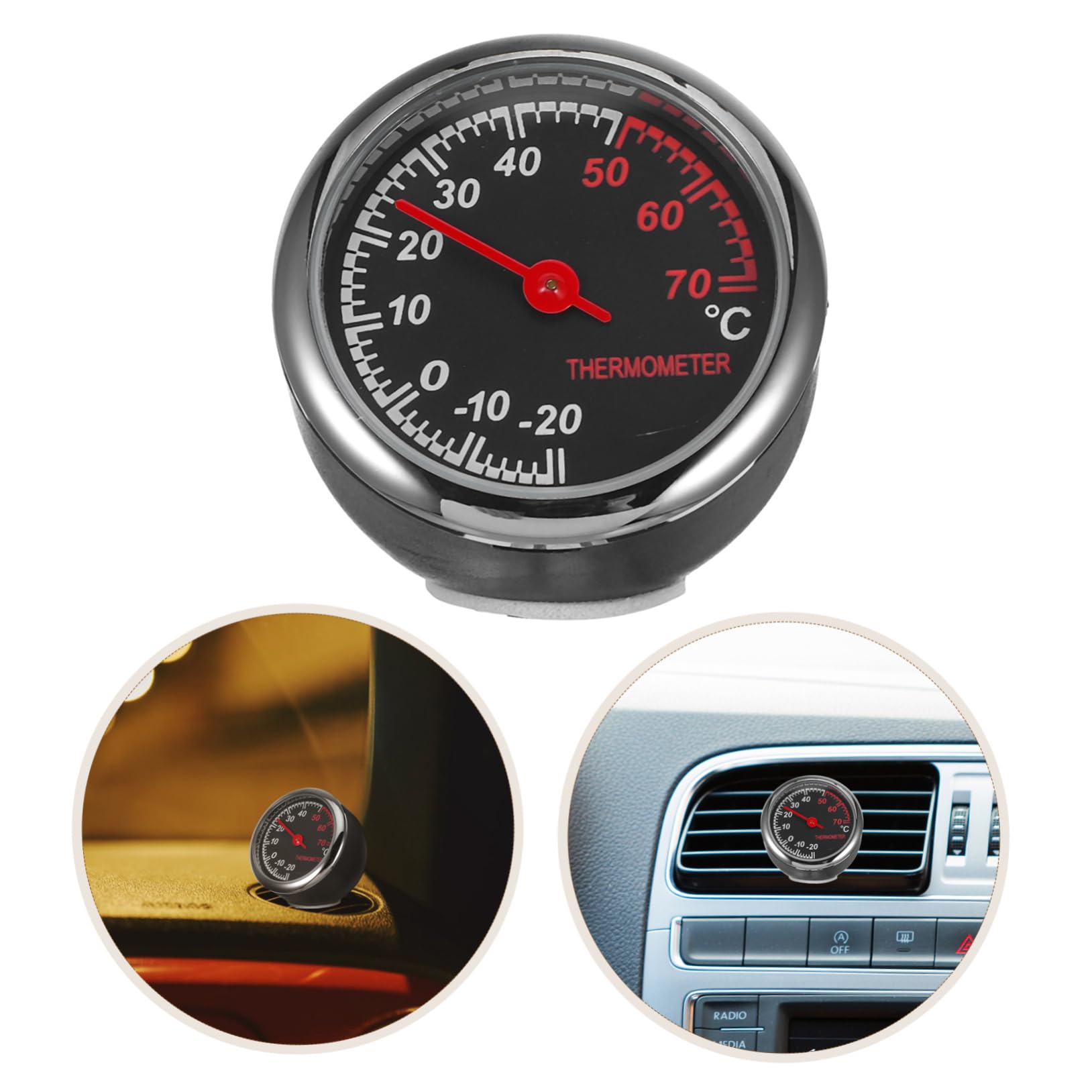 GLEAVI Termómetro Coche Interior para Salpicadero, Reloj Luminoso de Aleación y Vidrio, Fácil de Instalar, Adecuado para Ventilación del Coche de Noche