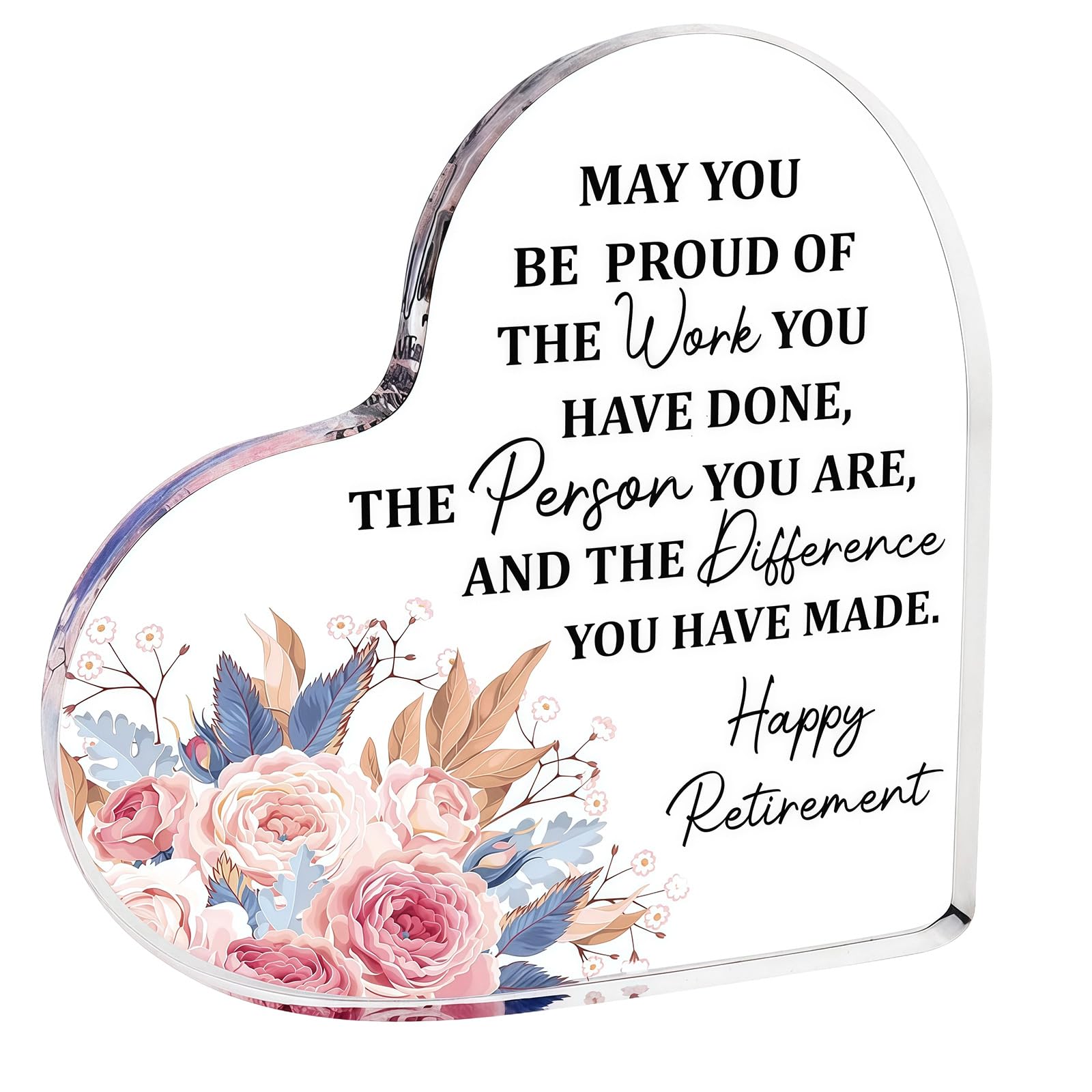 Tivleed Women's Pink Retirement Gifts For Heart Acrylic Plaque With Meaningful Message For Teacher, Colleague, Nurse, Friend, Farewell And Leaving Present