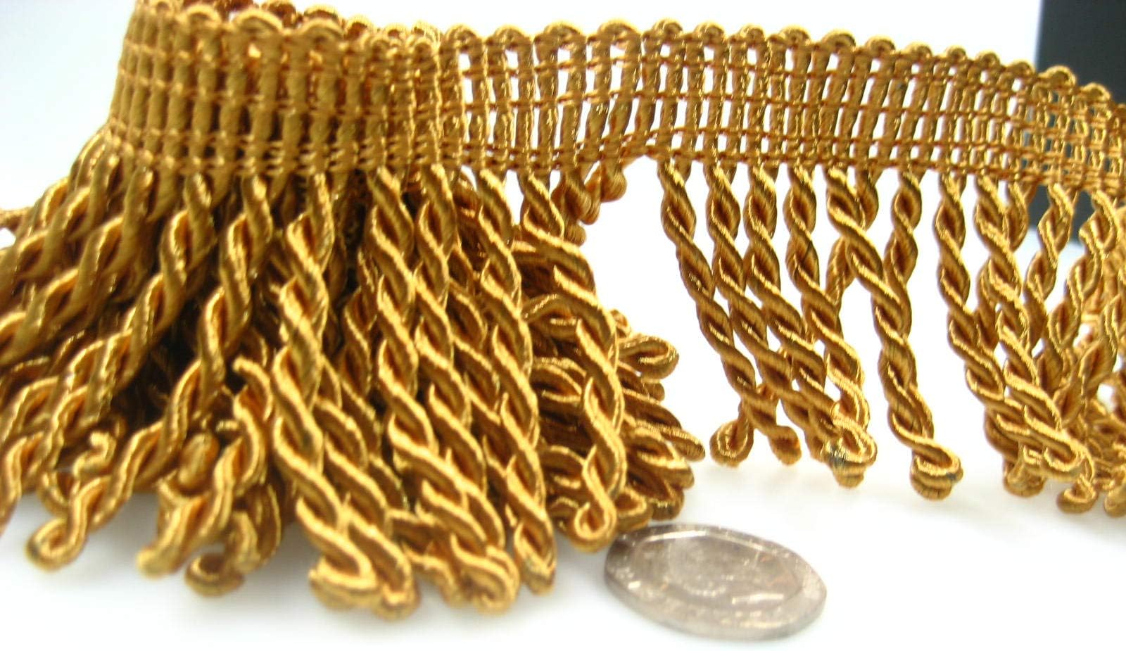2ms of 6cm Width Wine Fringe Tassel Trim Upholstery Curtain lamp Trimmings Bag Costum Trims (Gold)