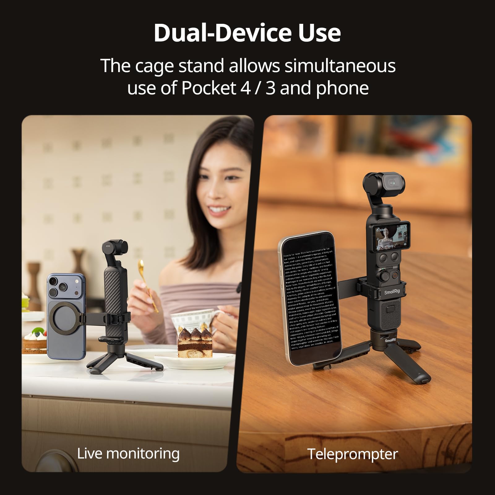SMALLRIG Gabbia magnetica per DJI Osmo Pocket 4/3, adattatore di espansione in lega di alluminio con interfaccia a sgancio rapido bidirezionale, anello magnetico regolabile per cellulare – 6004