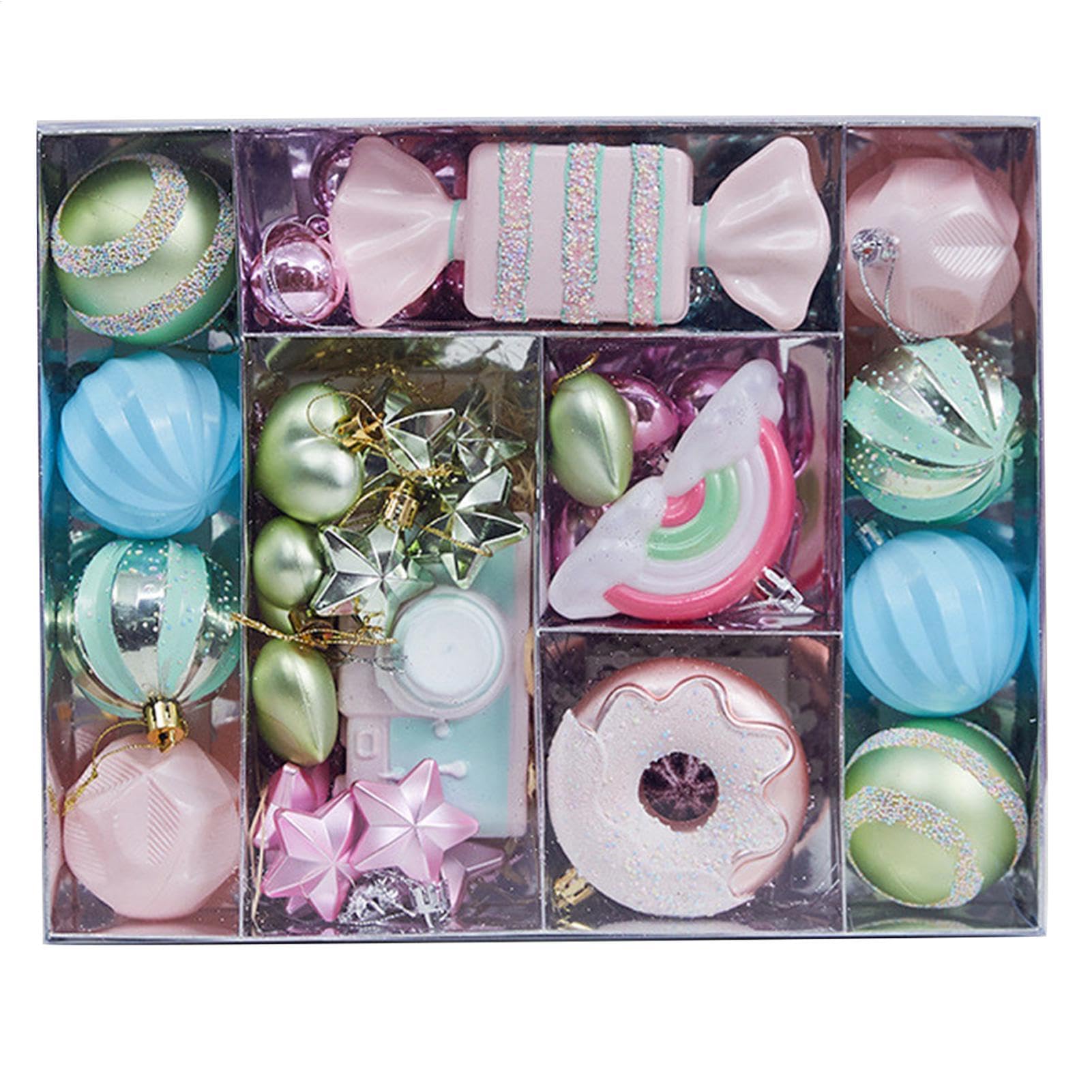 Boules de Noël incassables couleur bonbon pour décoration d'arbre festive