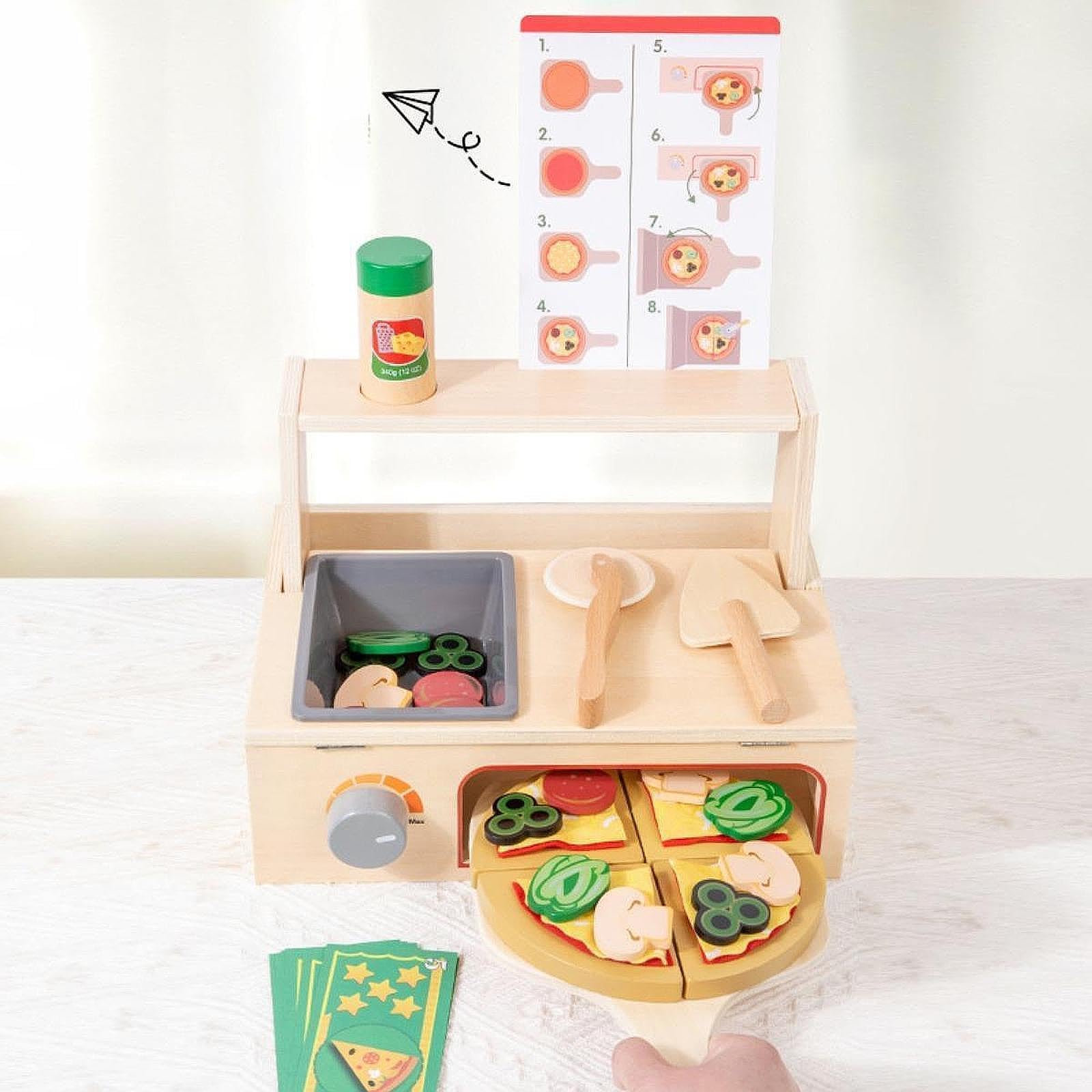 Fenteer Giocattolo di Pizza in Legno, Gioco di Ruolo, Giocattoli per Genitori E Bambini, Giochi per Le Vacanze