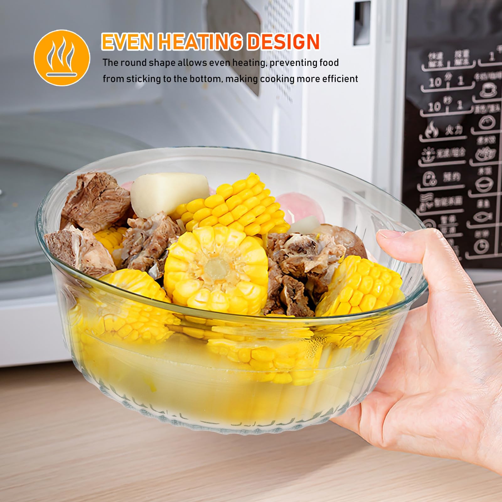 Juego de Cazuela de Cristal 1.6 L con Tapa de Vidrio, Fácil Limpieza y Calentamiento Uniforme para Uso Diario en Cocina