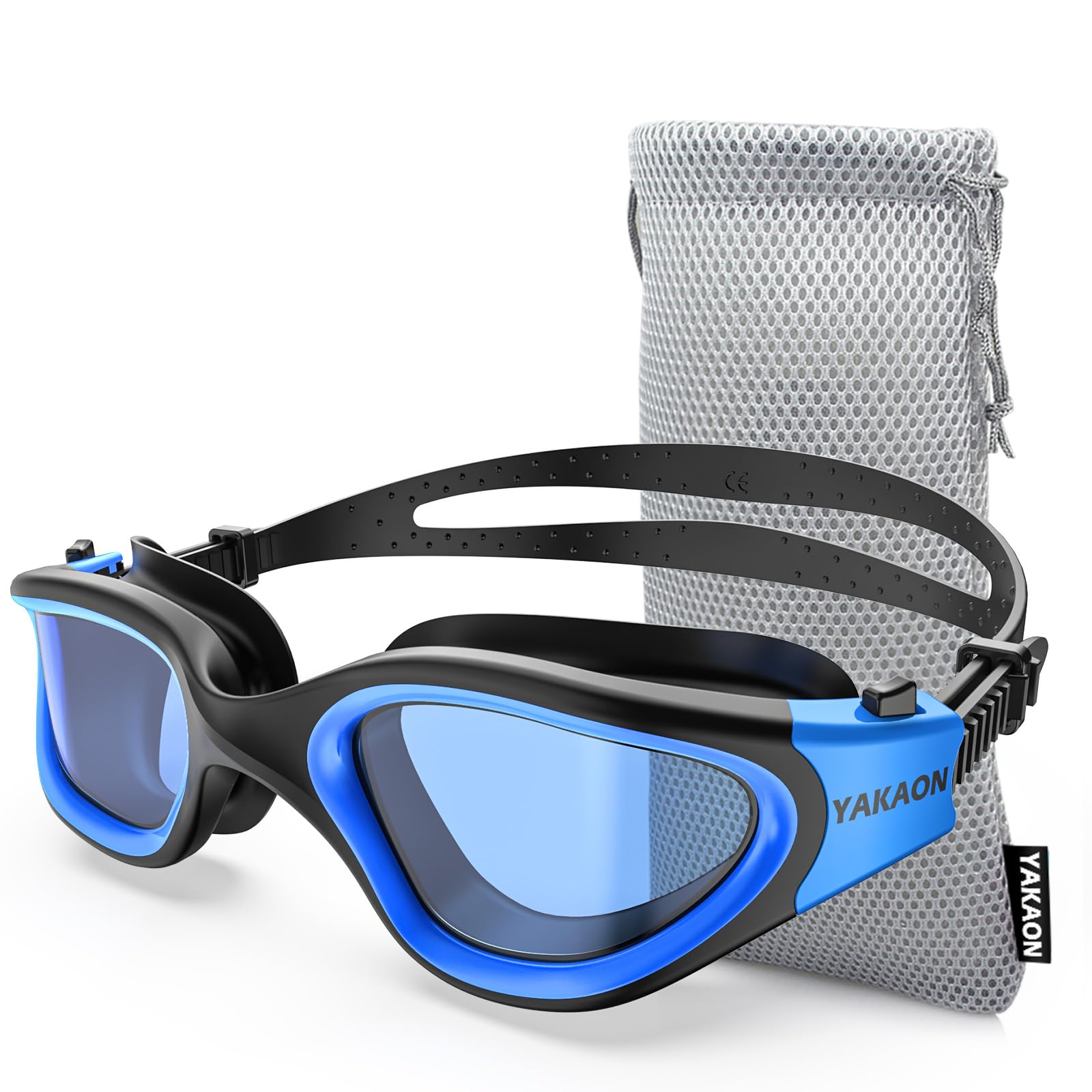 YAKAON Adult Swimming Goggles - UV Protection, Anti-Glare, Anti-fog, Anti-Leak, Silicone Strap Clear/Polarized Lenses