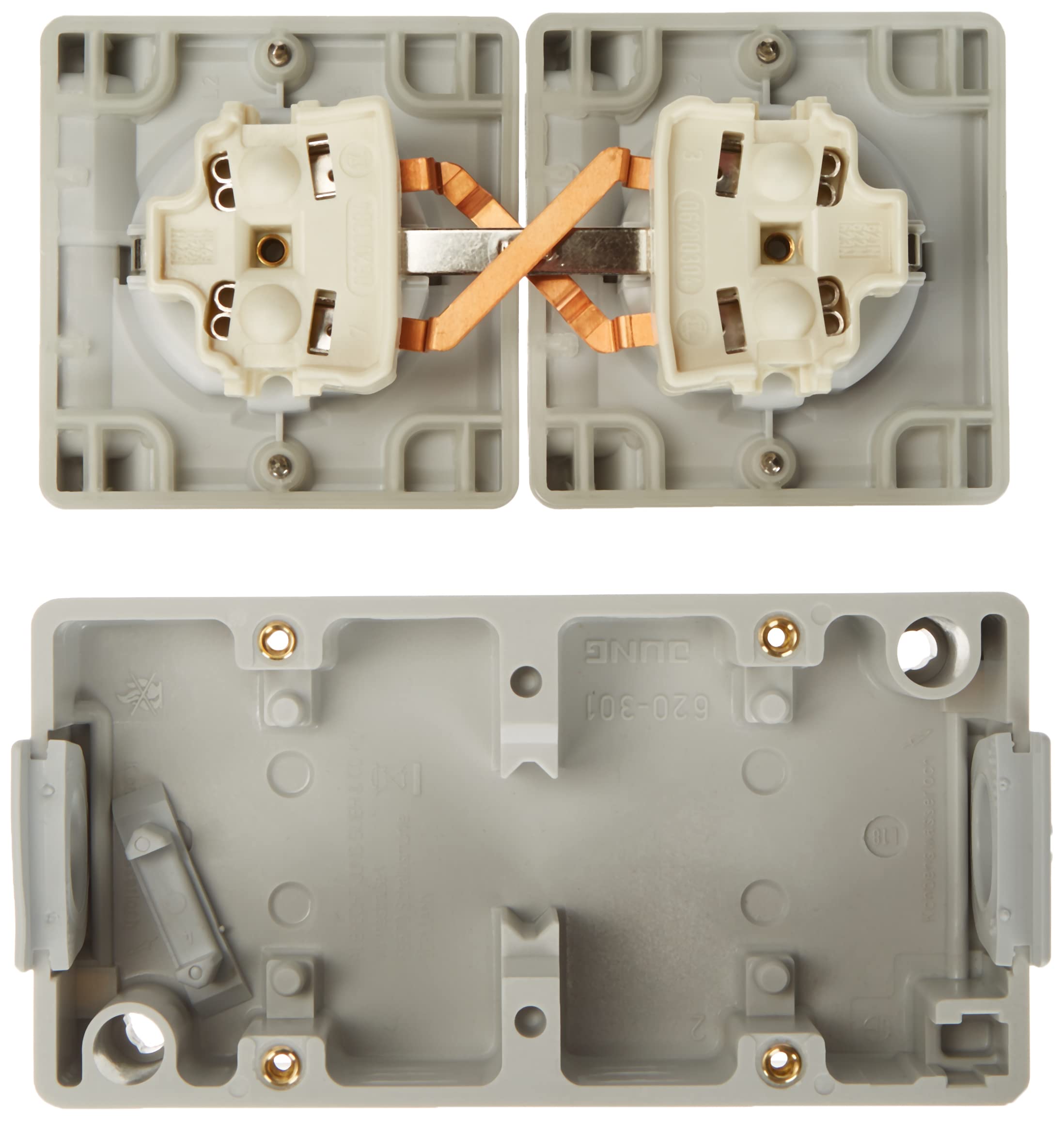 Jung Steckdose SCHUKO 622W 2fach senkrecht (Packung mit 2)
