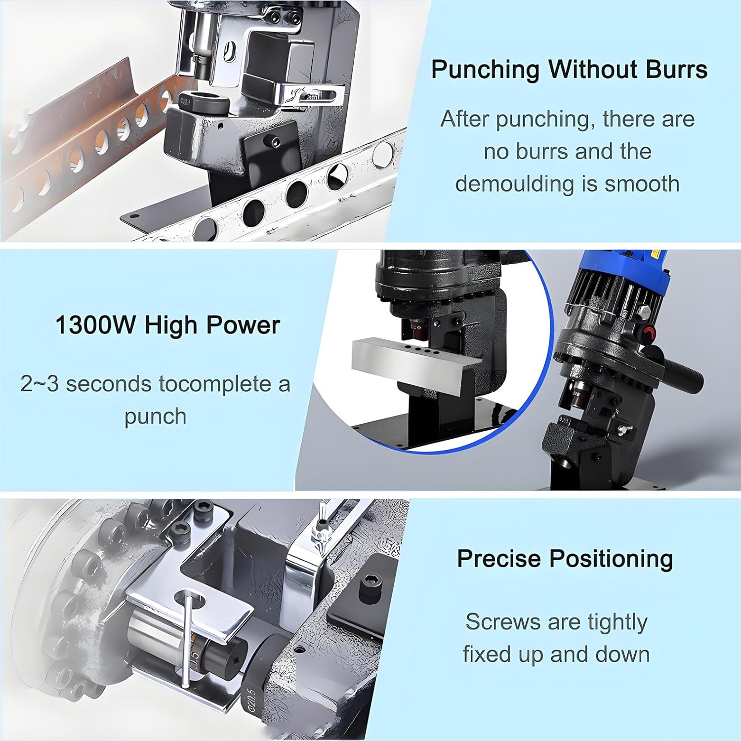 MHP-20 1300W Electric Handy Hydraulic Hole Puncher 6mm Knockout Punch Tools 5 Dies Set, for Punching in Steel, Iron, Aluminum, Copper, and Other Sheet Materials Channelsteel