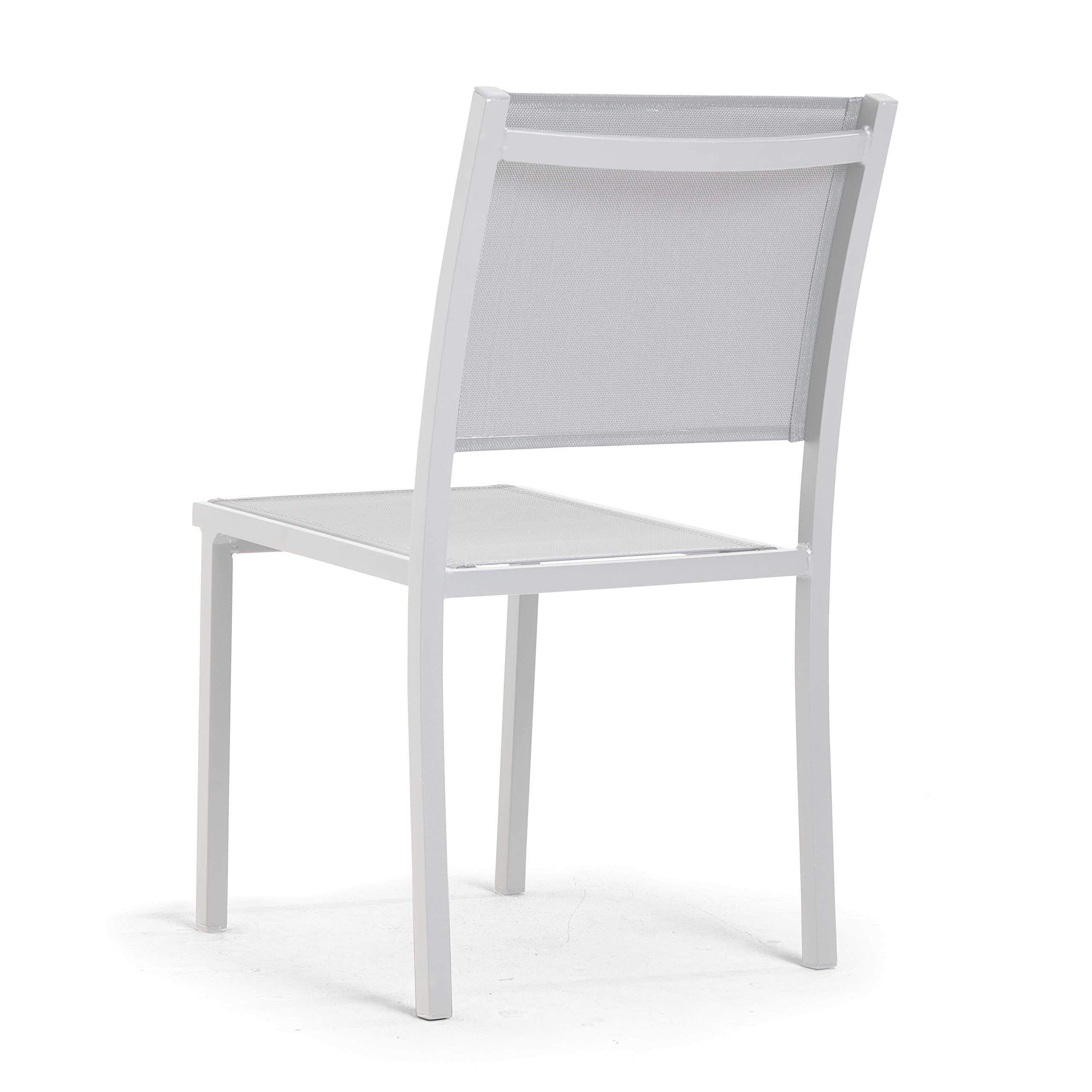 Oviala Lot de 2 chaises de Jardin Aluminium et textilène Blanc