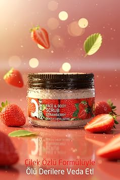 Ostwint Face and Body Exfoliating Scrub Strawberries 300ml, Skin Cleansing, Smoothing, Circulation Accelerator