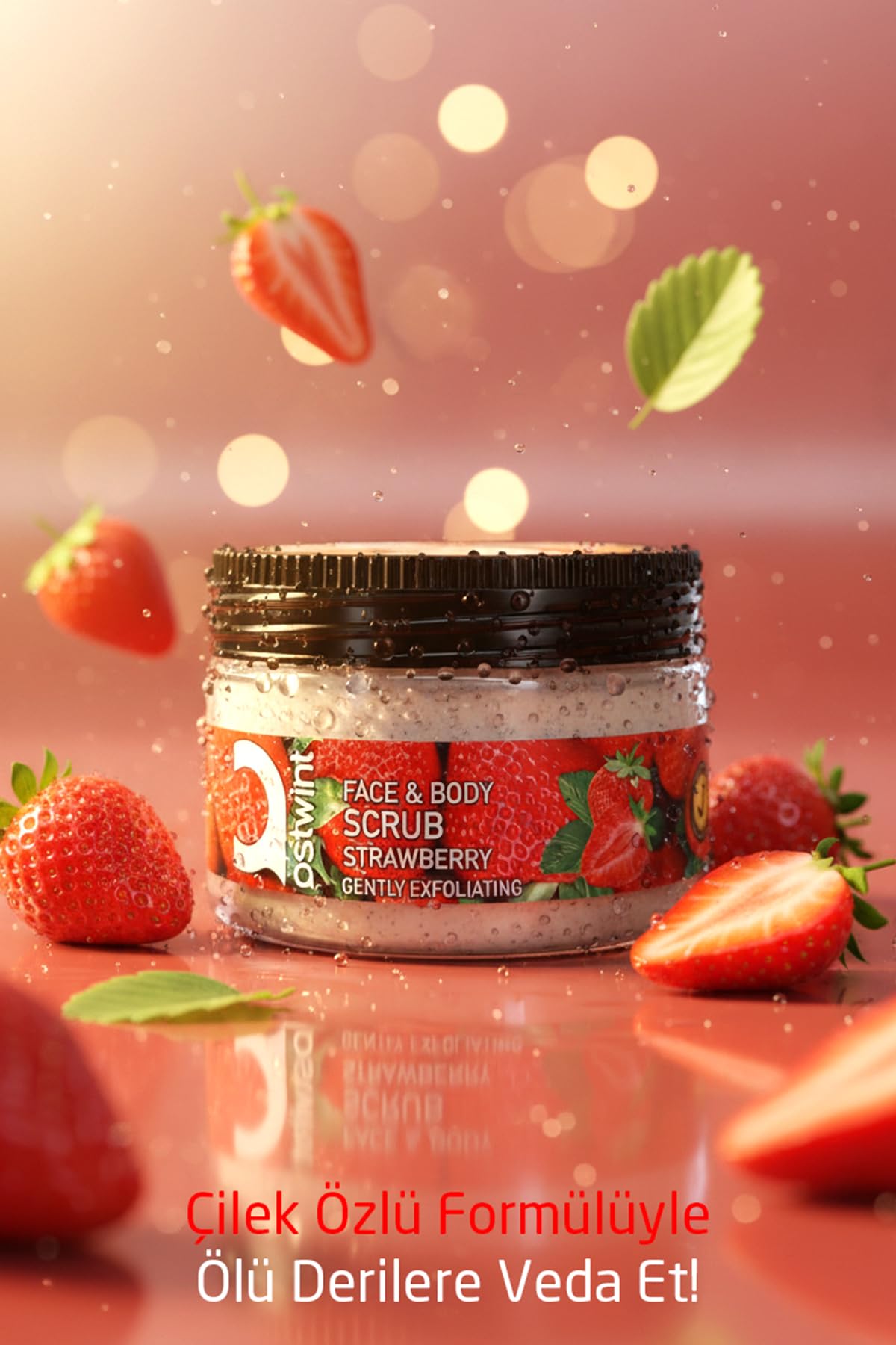 Ostwint Yüz ve Vücut Peeling Scrub Çilek 300 ml, Cilt Temizleyici, Pürüssüzleştirici, Dolaşımı Hızlandırıcı