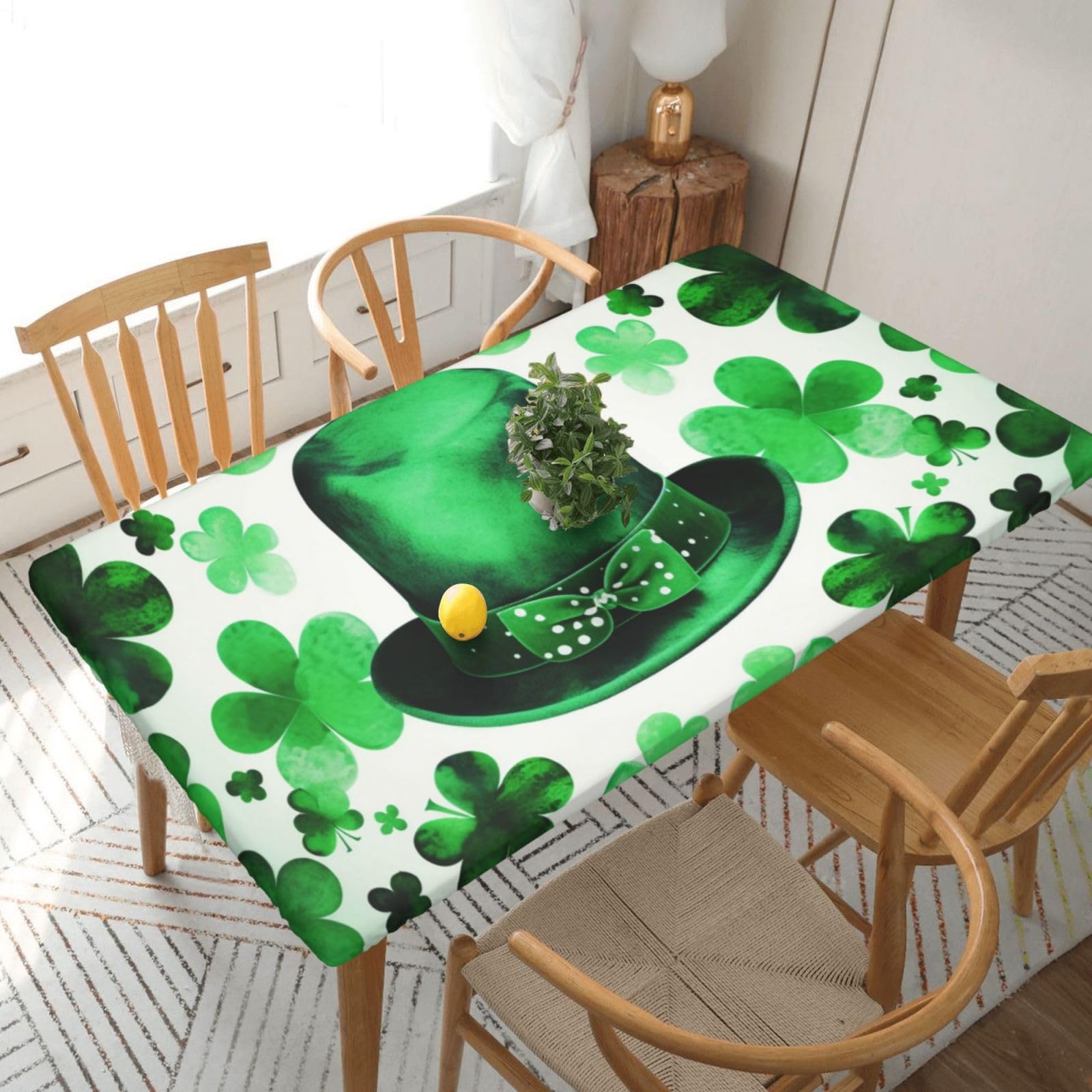 WPKJU Happy st Patrick's Day Printed Tablecloths 5ft Rectangular Table Covers Washable Polyester Decorative Table Cloth for Dining Table Picnic Wedding