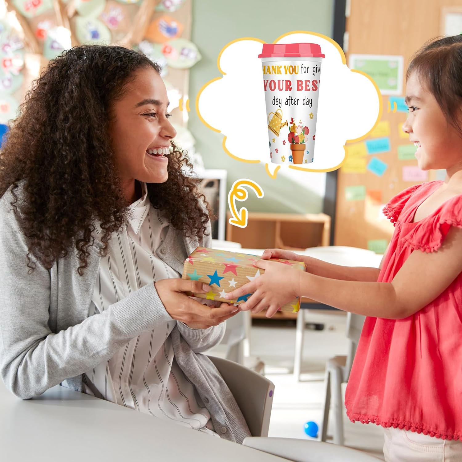 Skylety 12 Pcs Teacher Appreciation Gifts Teacher Gifts Bulk Teachers Deals Reusable Plastic Coffee Cup with Lid for Back to School Party Decorations (Vivid) - Image 4