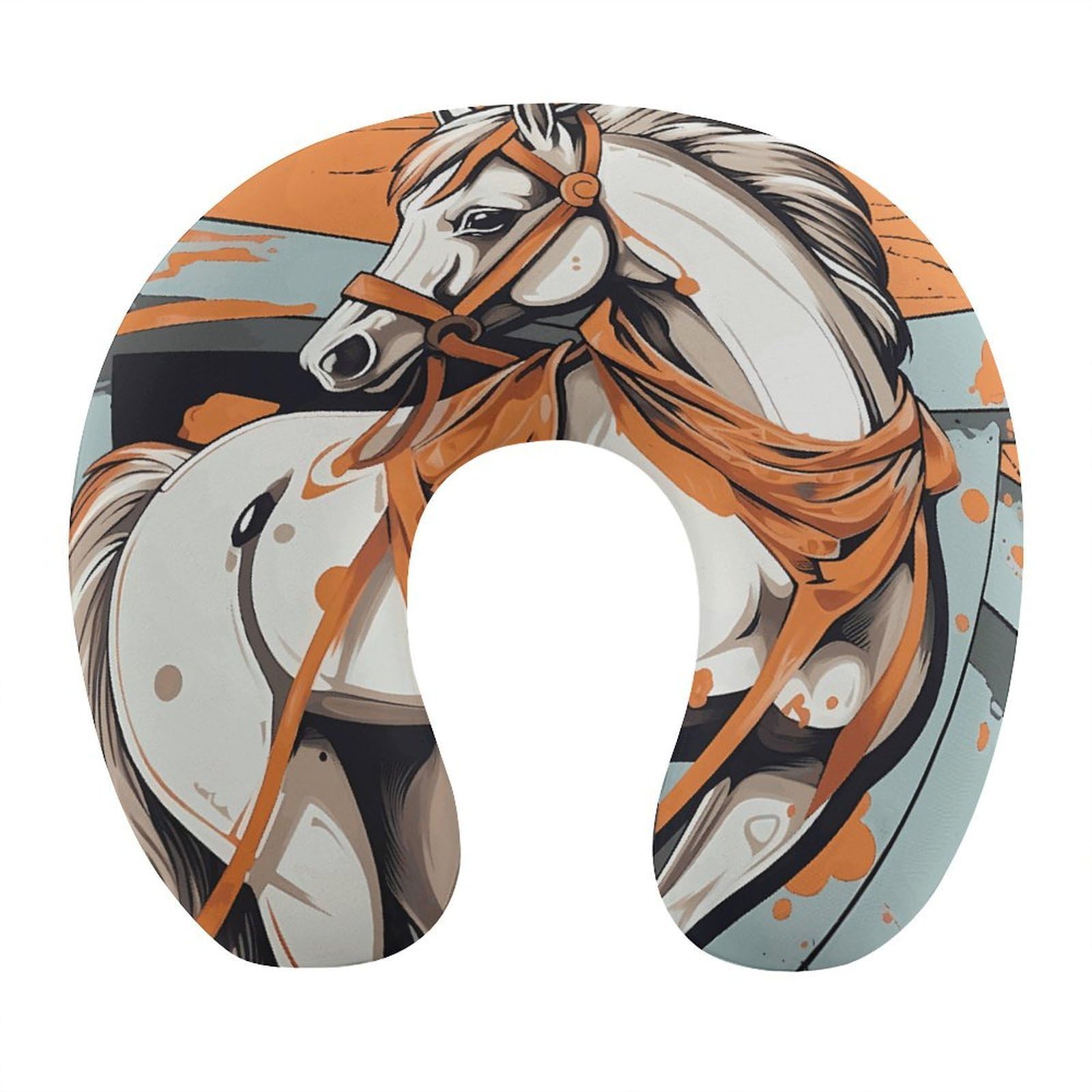 Btcowzrv Style A Cartoon Horse U Shaped Neck Pillow Travel Pillows