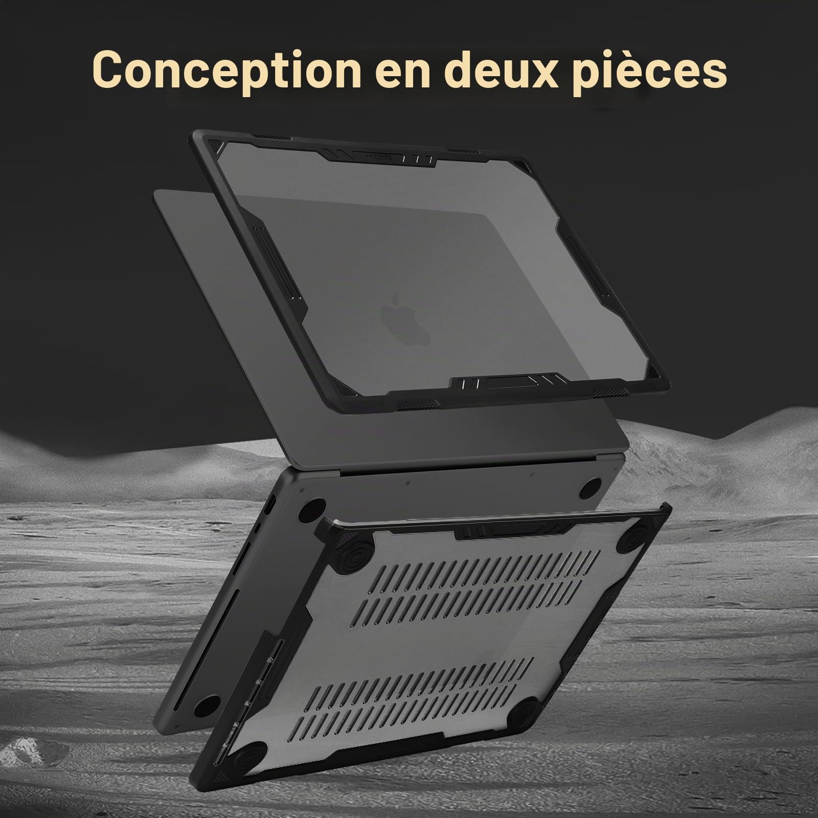 MOSISO Compatible avec MacBook Pro 14 Pouces 2026-2021 M5 M4 M3 M2 M1 A3426 A3427 A3434 A3112 A3185 A3401 A2918 A2992 A2779 A2442,Coque Géométrique Symétrique en TPU avec Clavier&Type C,Noir