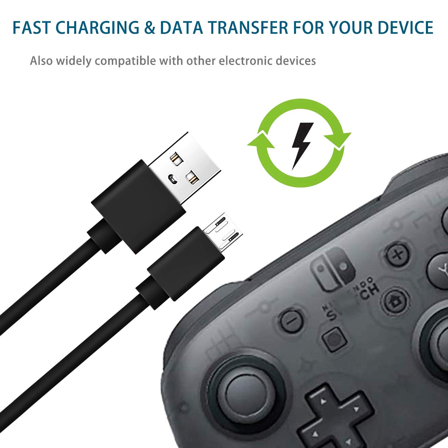 Draw a dragon Compatible for Xbox One Controller Quick Charger Charging Cable, Micro USB 2.0 Data Sync Cord Compatible for Xbox One S/X Controller (6.6FT 2 Pack)