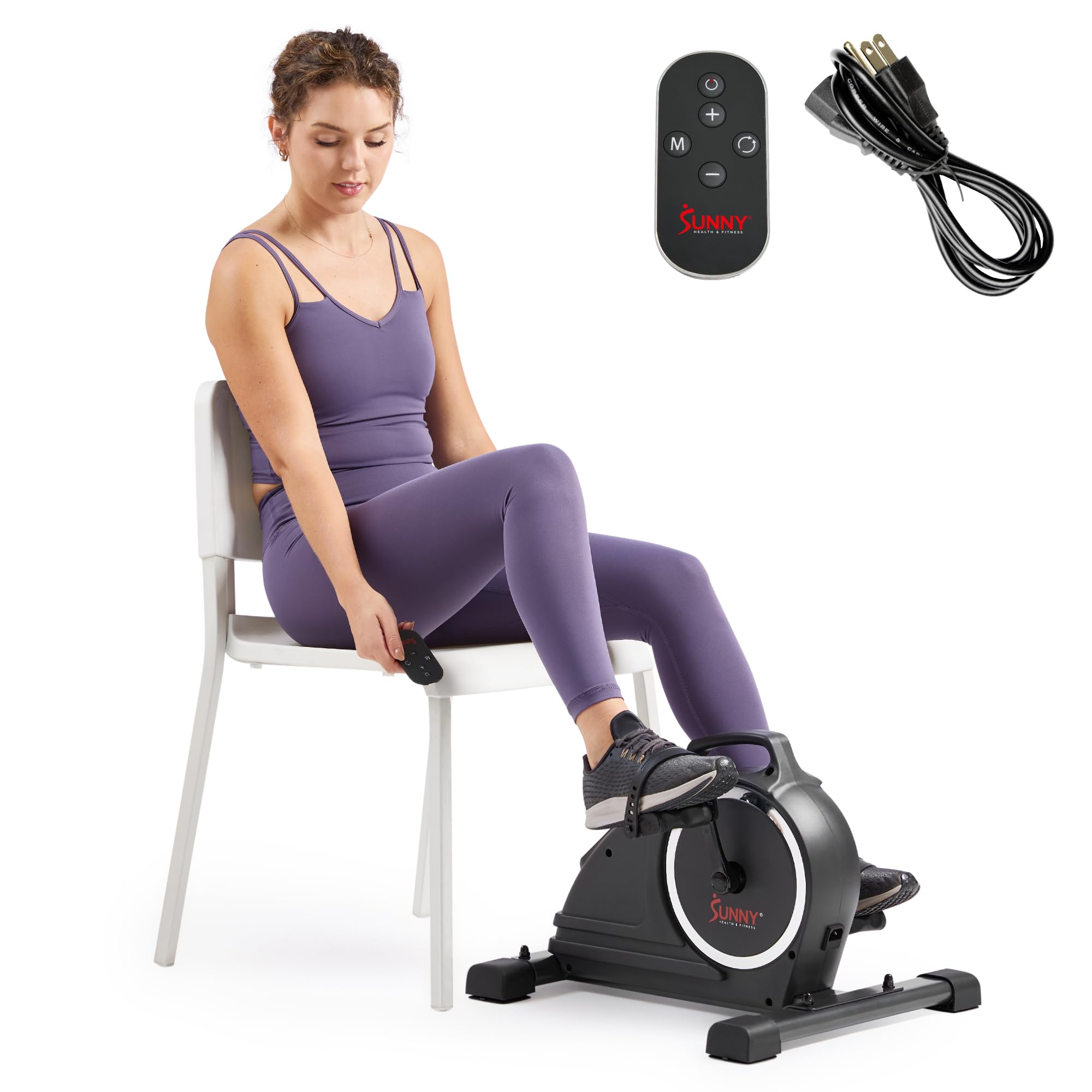 Sunny Health & Fitness Dual Function Under-Desk Bike Trainer, Mini Exercise Machine for Senior Training, Arm/Leg Cardio Cycle Workout, Optional Magnetic, Motorized w/Free SunnyFit App Connection