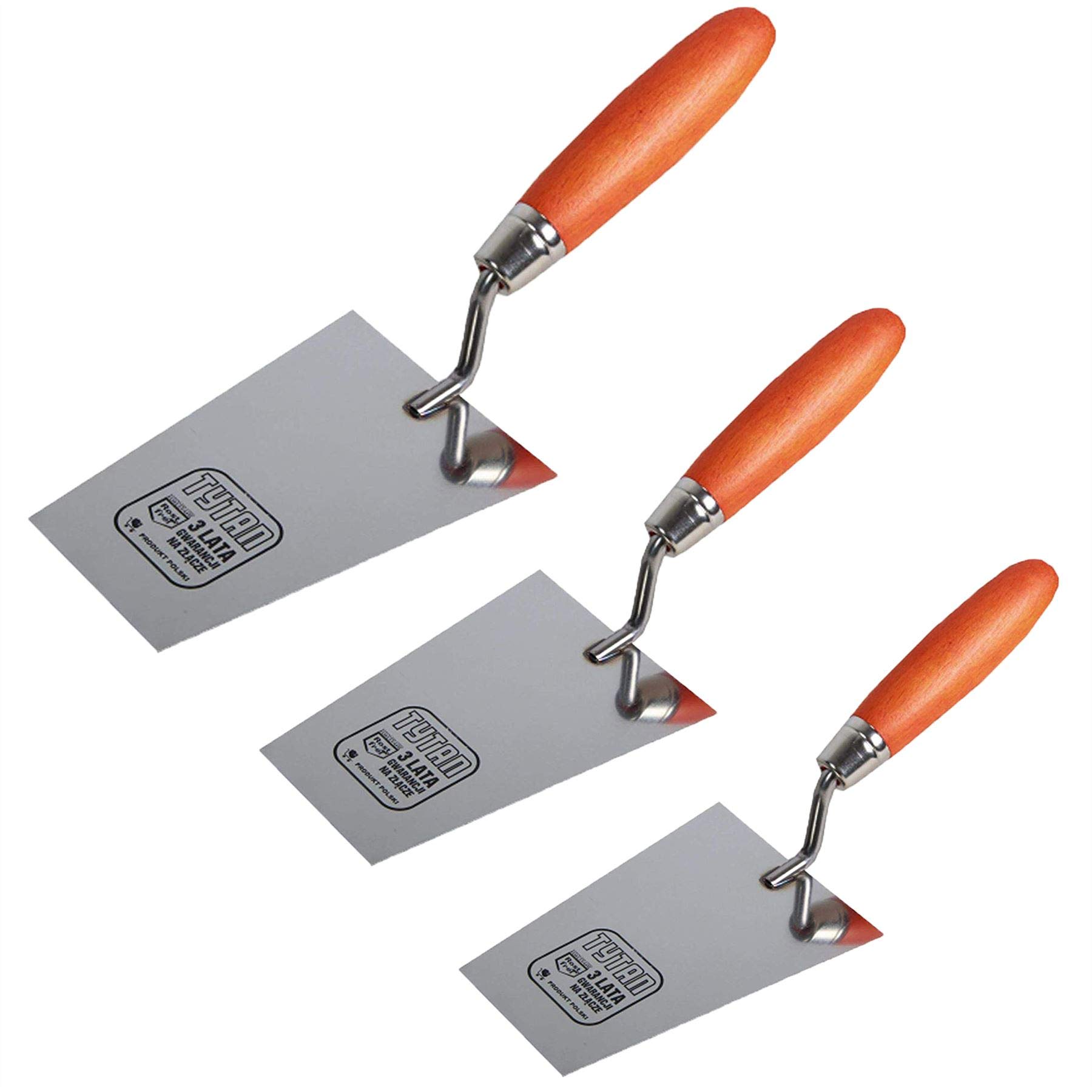 Ianpav 3Pcs Set - Stainless Steel Bucket Trowel, All Sizes, Wooden Handle Diy