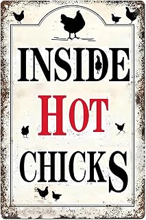 8"X 12" Aluminium Sign Hot Chicks Inside Chicken Tin Sign Wall Poster Decor Funny Retro Bar Coffee Club Pub Gift Wall Decor Sign