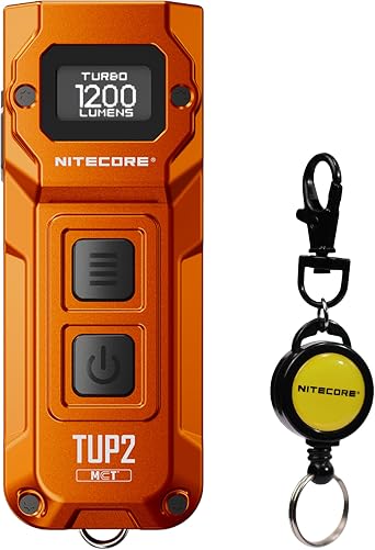 Nitecore TUP2 MCT Three Color Temperature EDC 1200 Lumens Retractable Smart Keychain Orange Alloy