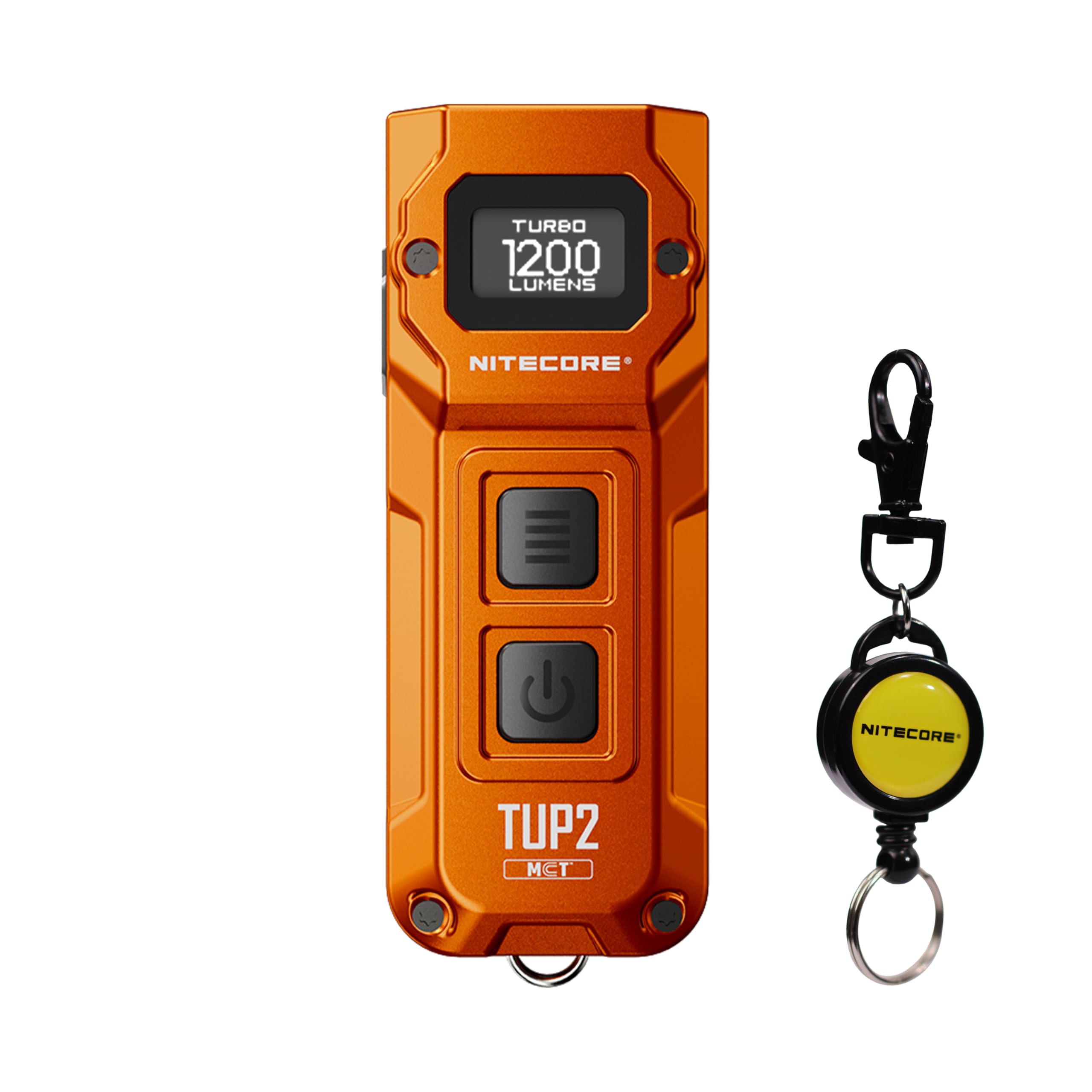 Nitecore Alloy Orange Tup2 Mct Three Color Temperature Edc 1200 Lumens Retractable Smart Keychain (Orange Alloy)