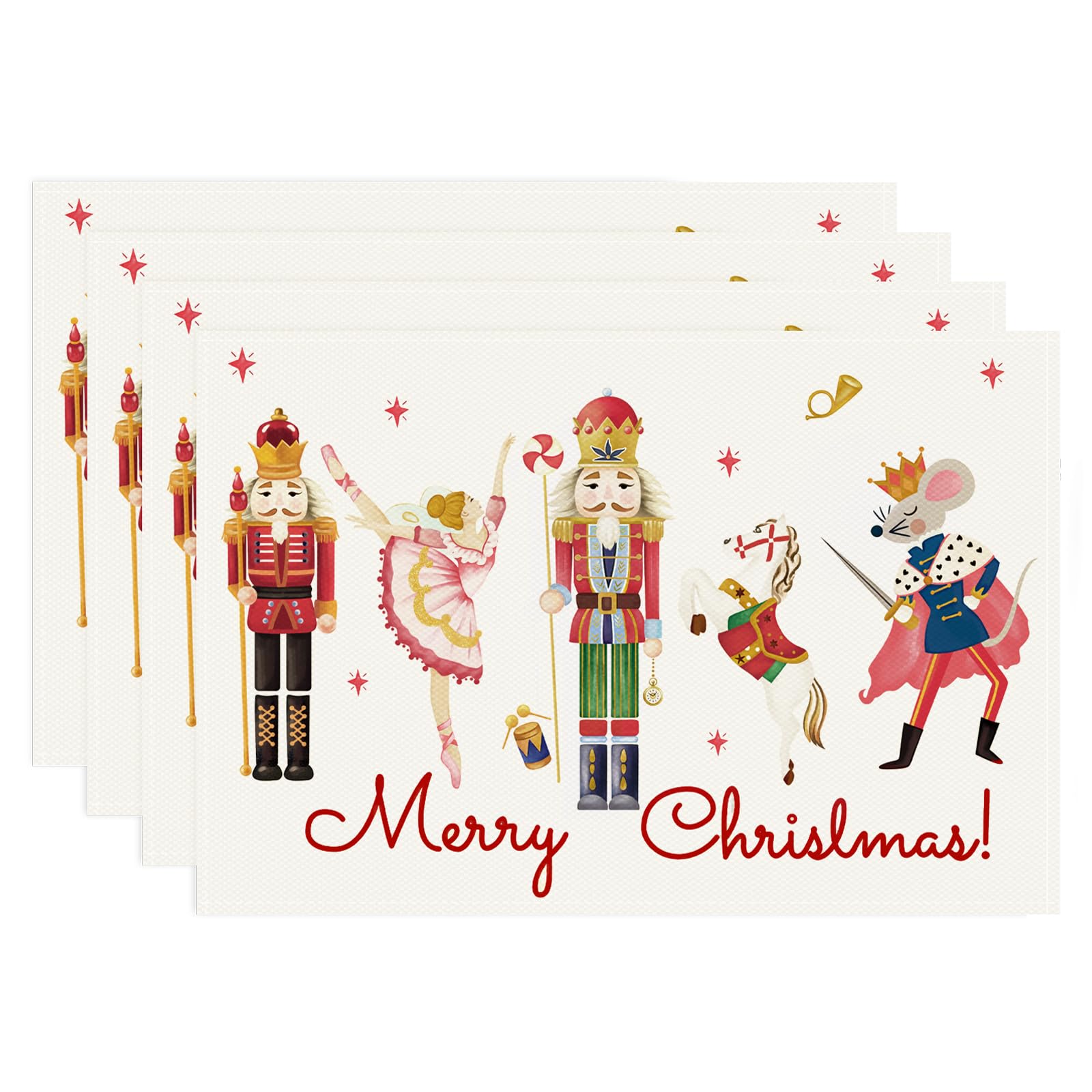 Bonhause Set di 4 tovagliette all'americana con alberi di Natale, 30,5